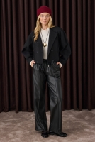 Cotton Double Breasted Jacket Black 