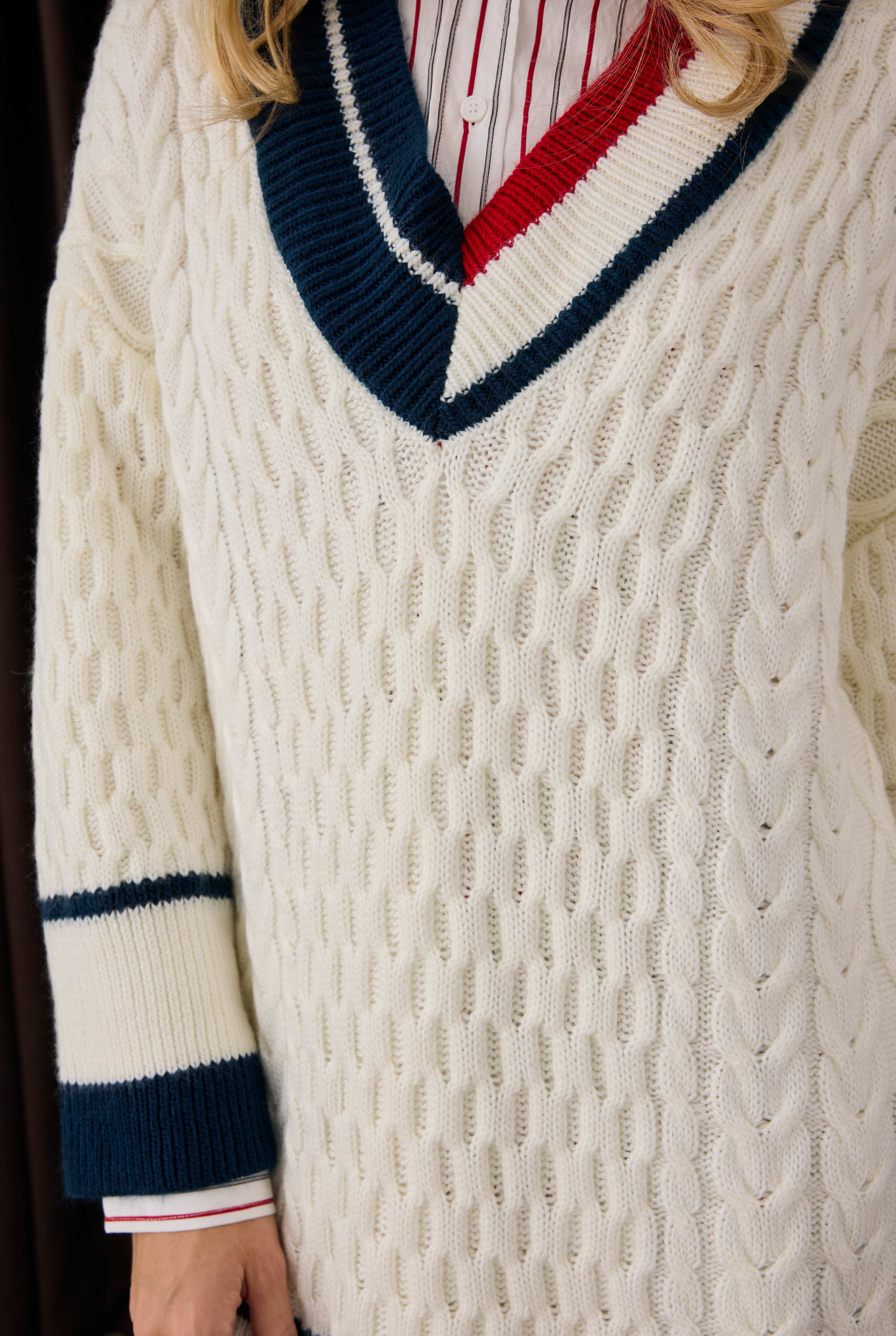 Lane Detailed Textured Sweater Ecru - 5