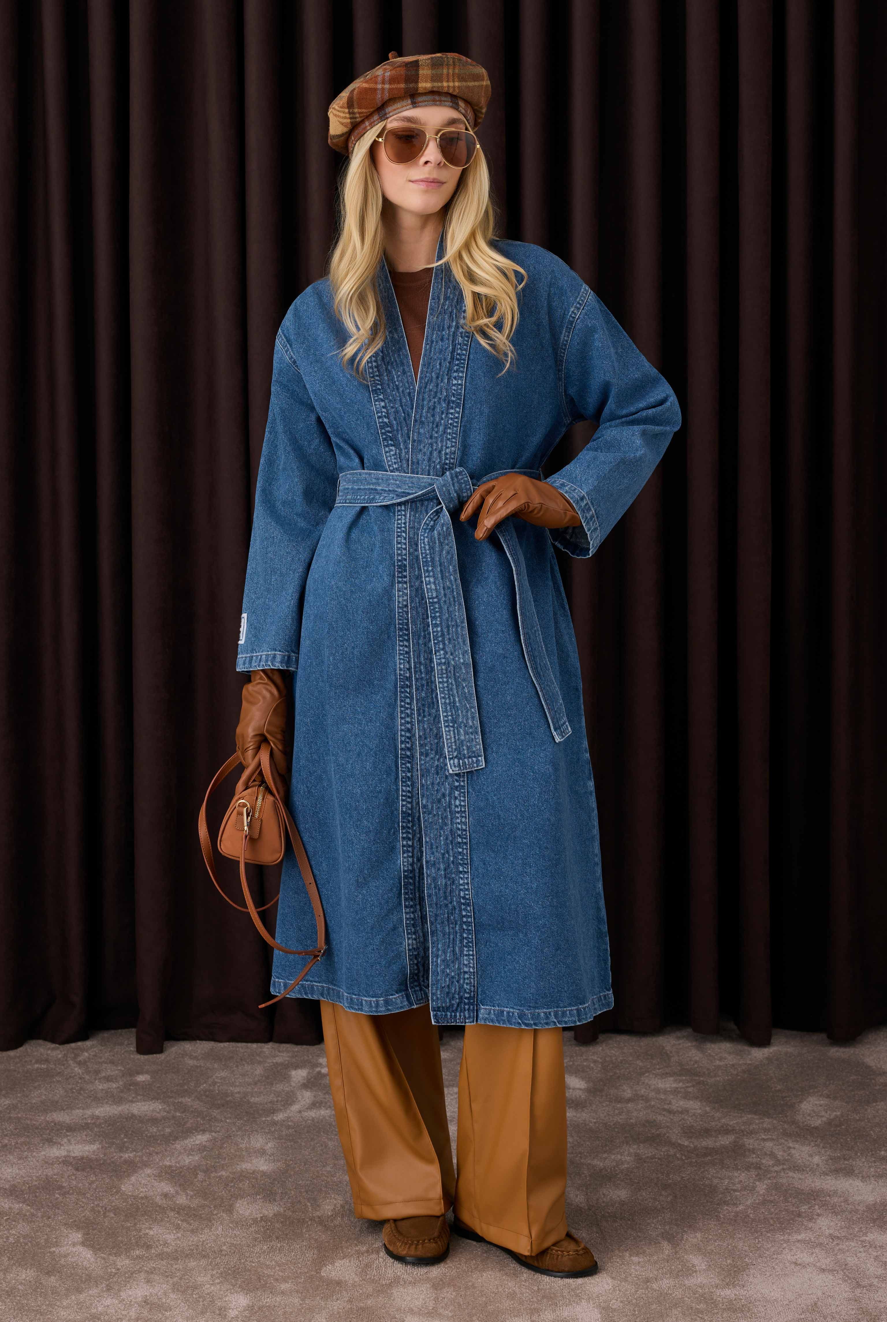 Denim Trençkot Mavi - HE-QA
