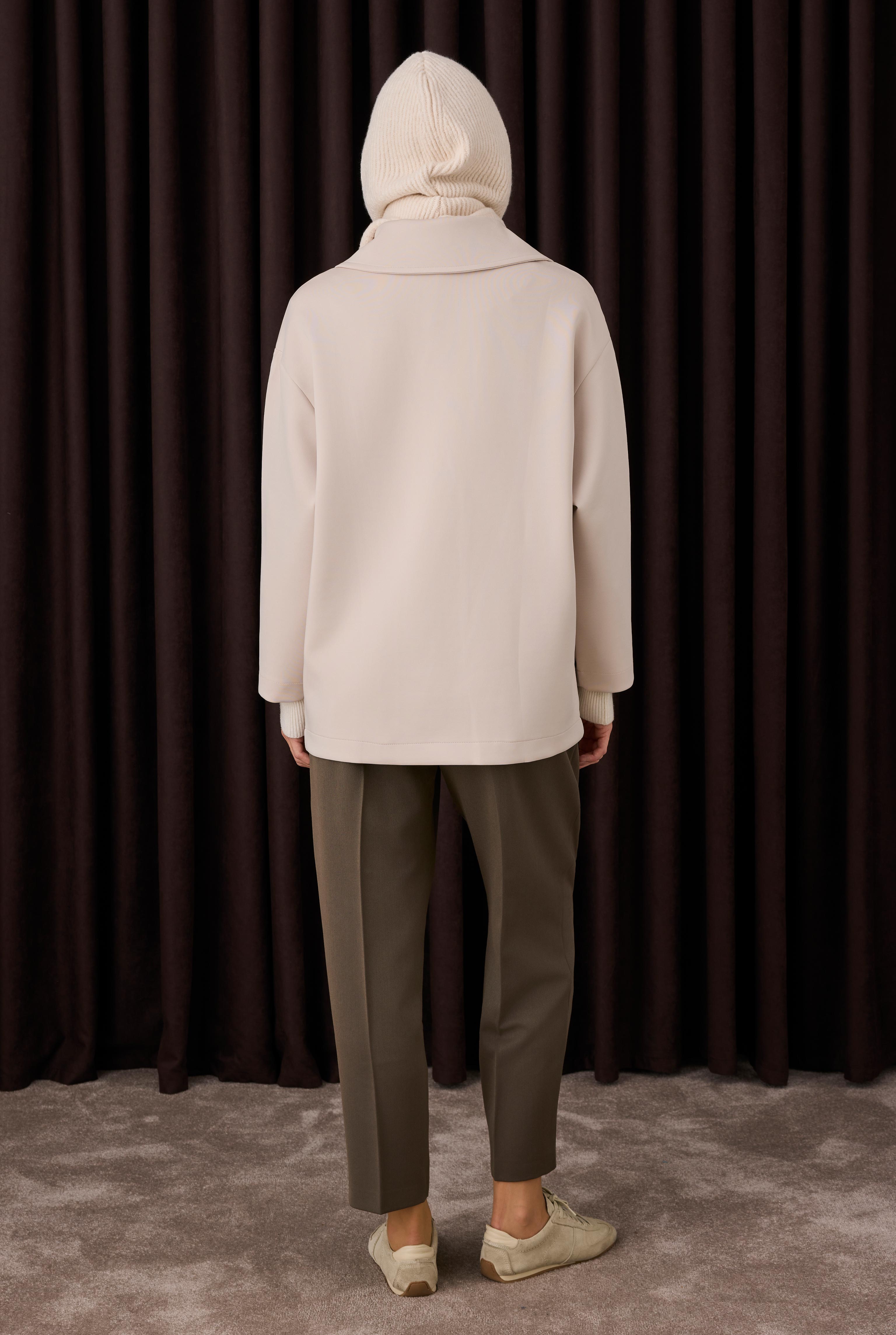 Masculine Scuba Jacket Beige - 3