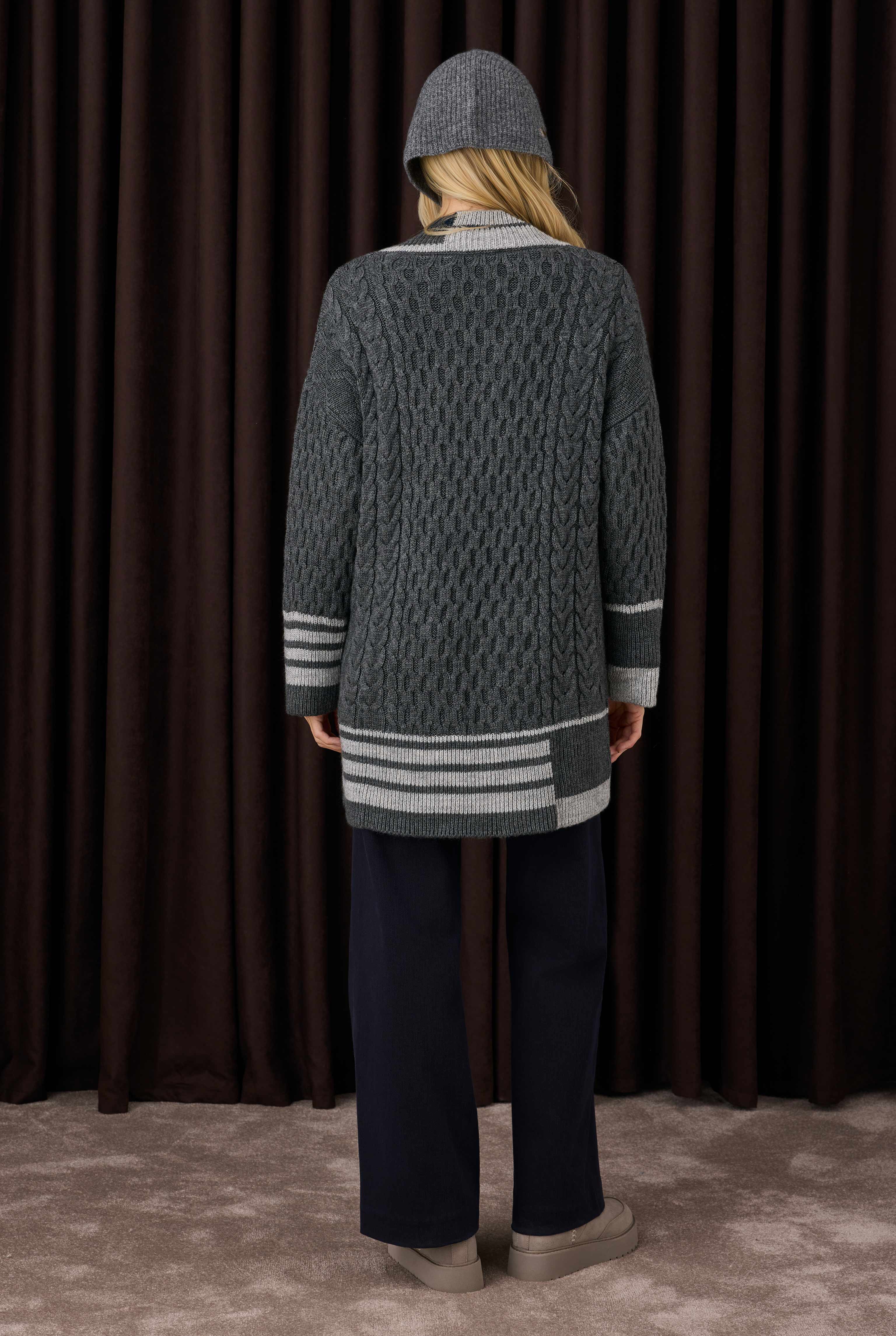 Lane Detailed Textured Sweater Dark Gray - 3