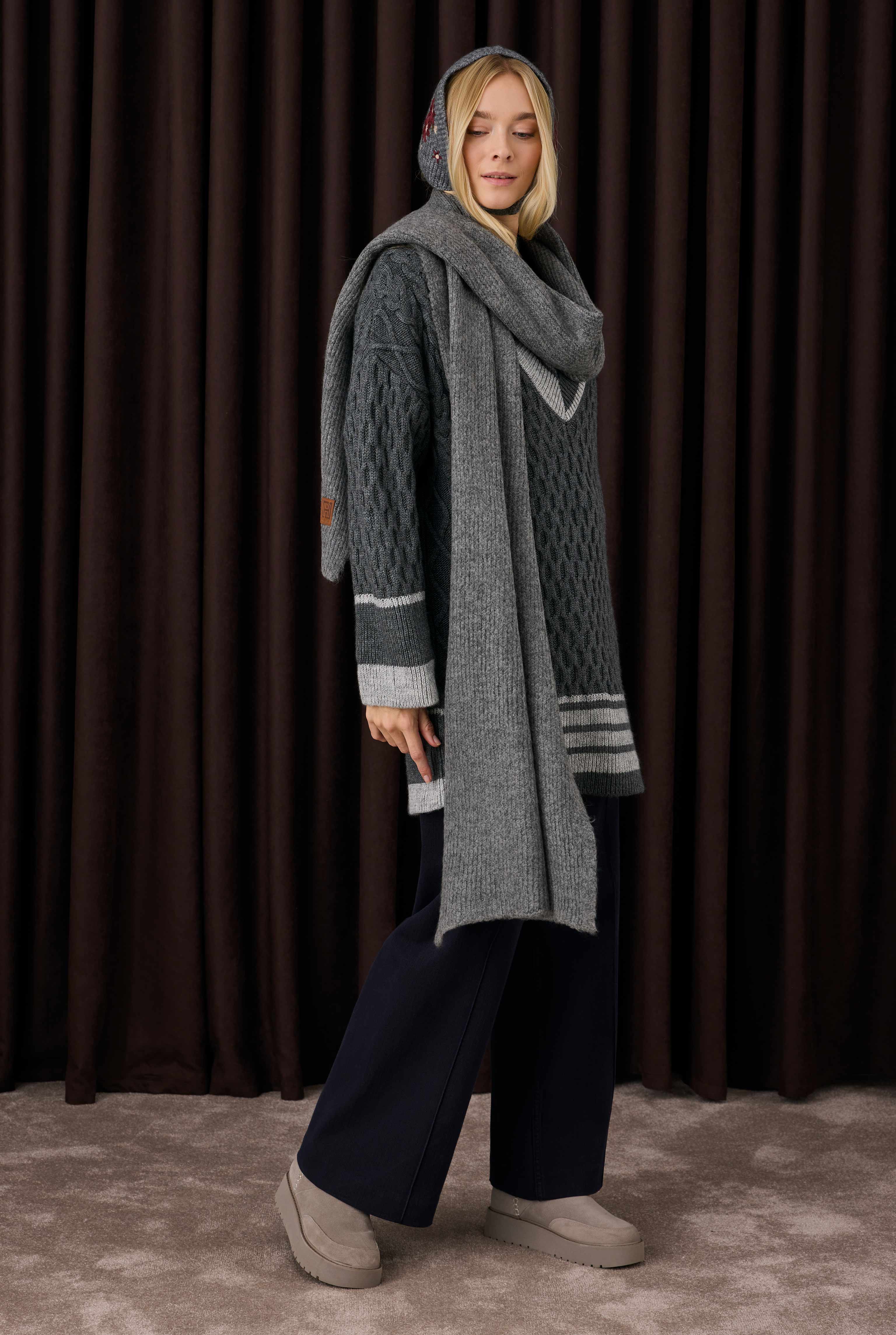 Lane Detailed Textured Sweater Dark Gray - 7