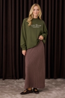 Textured Knitwear Skirt Brown 