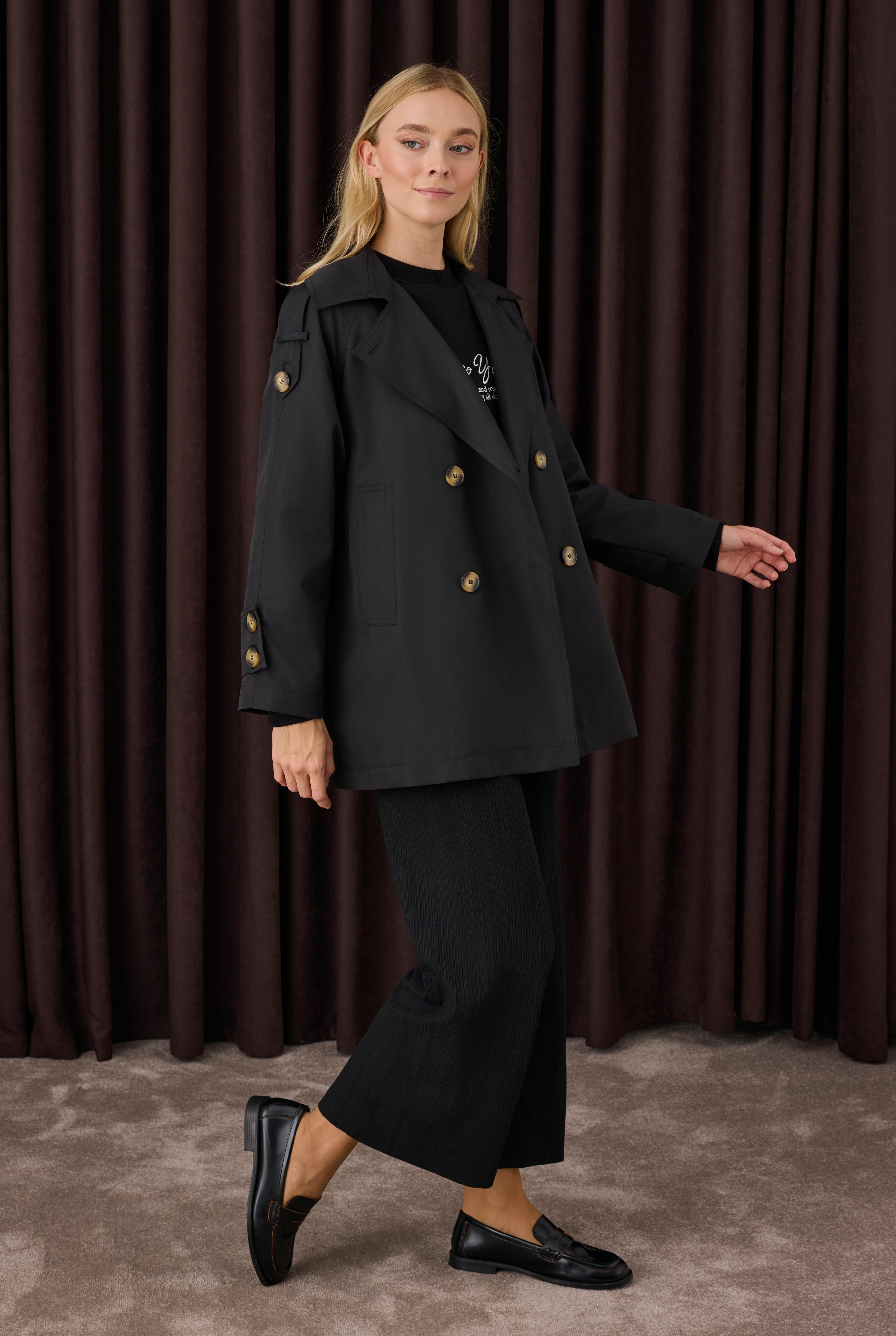Double Breasted Trenchcoat Black - HE-QA