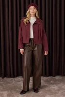 Pleated Short Jacket Bordeaux 