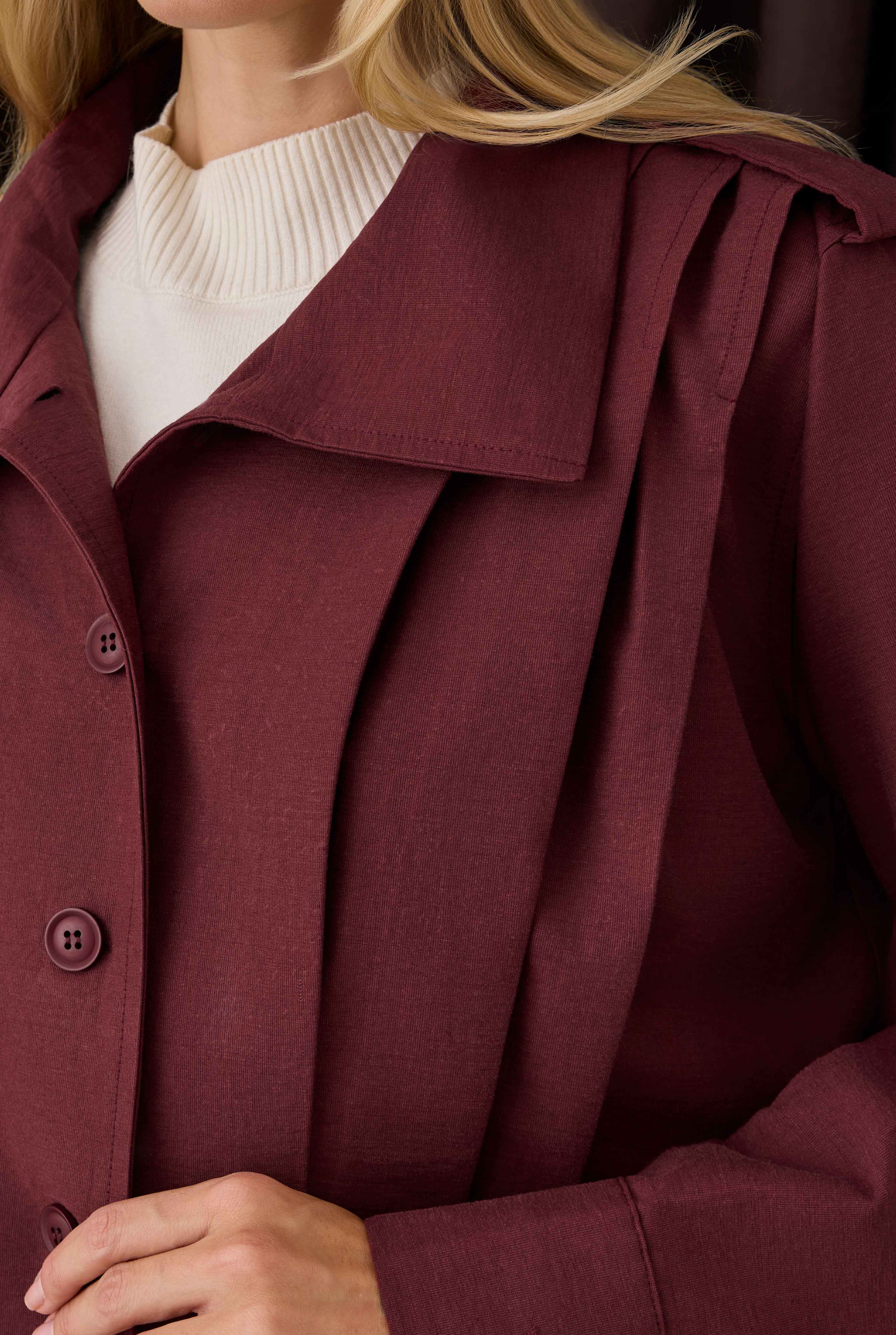 Pleated Short Jacket Bordeaux - 5