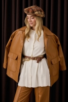 Sport Cut Leather Jacket Camel 