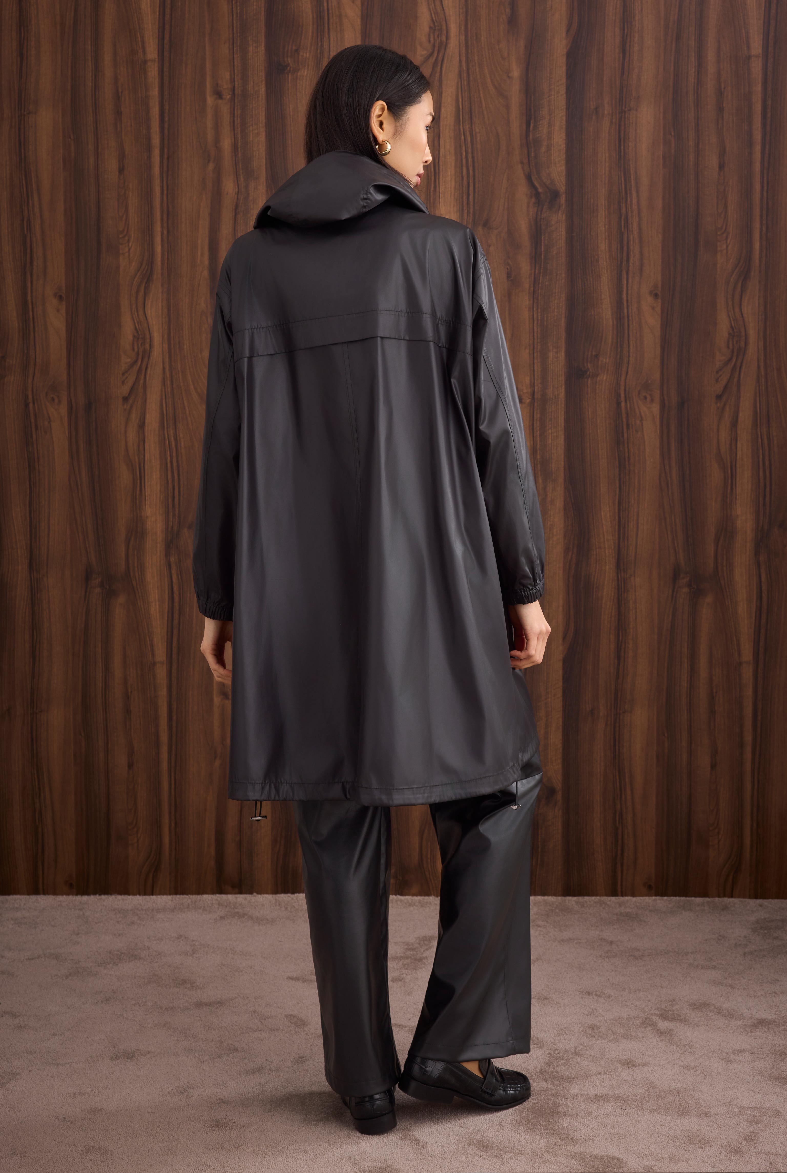 Strap Detailed Raincoat Black - 3