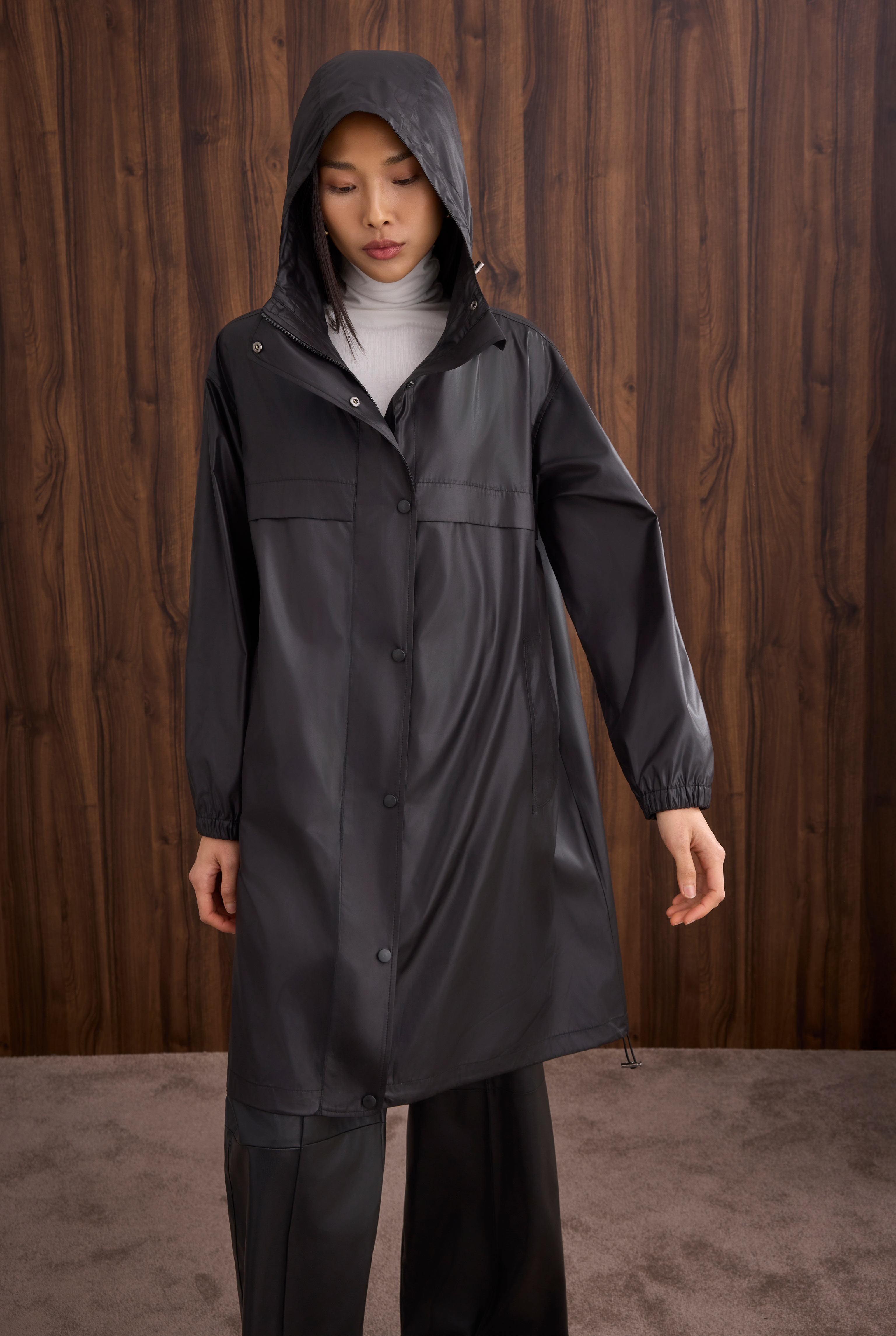 Strap Detailed Raincoat Black - 2