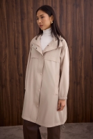 Strap Detailed Raincoat Bone 