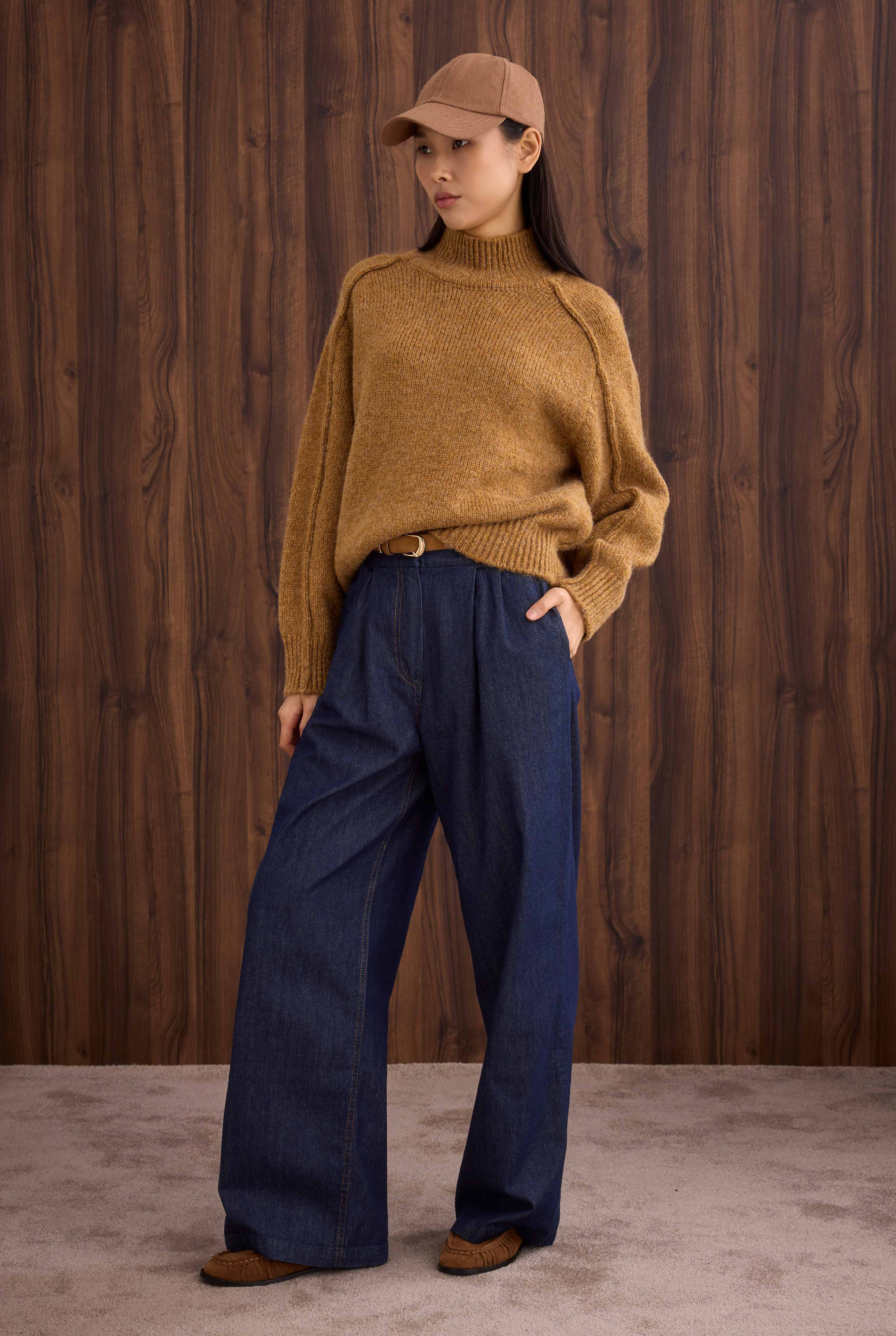 HE-QA - Pile Detaylı Denim Pantolon Mavi (1)