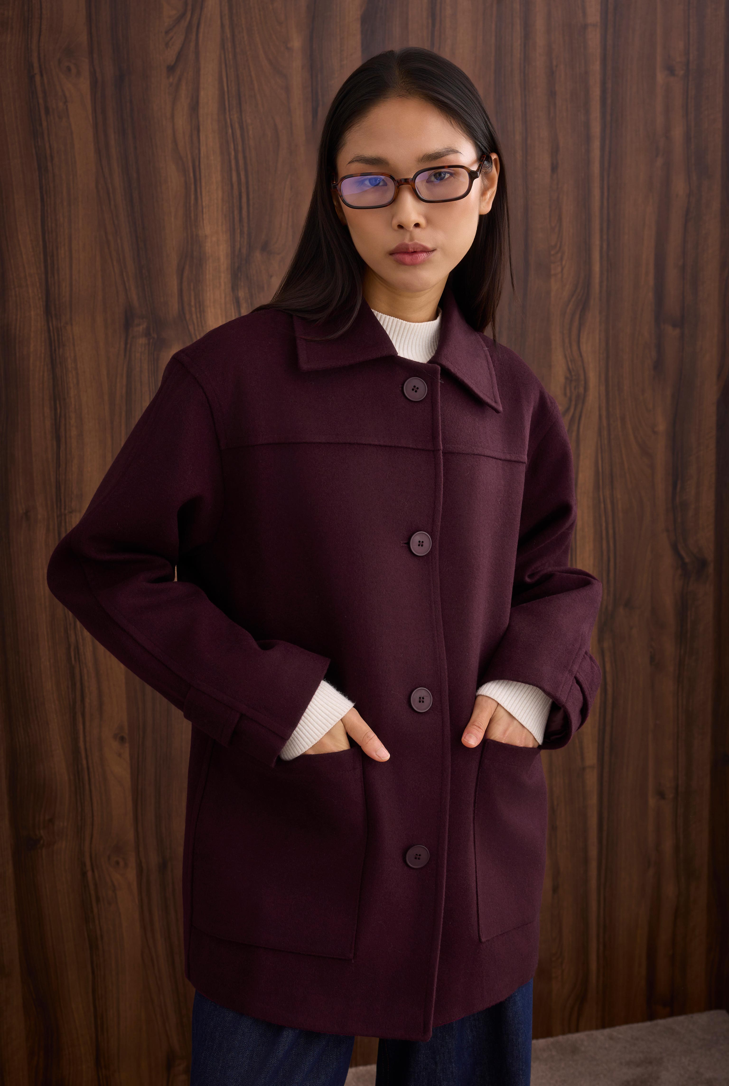 Basic Coat Bordeaux - 2