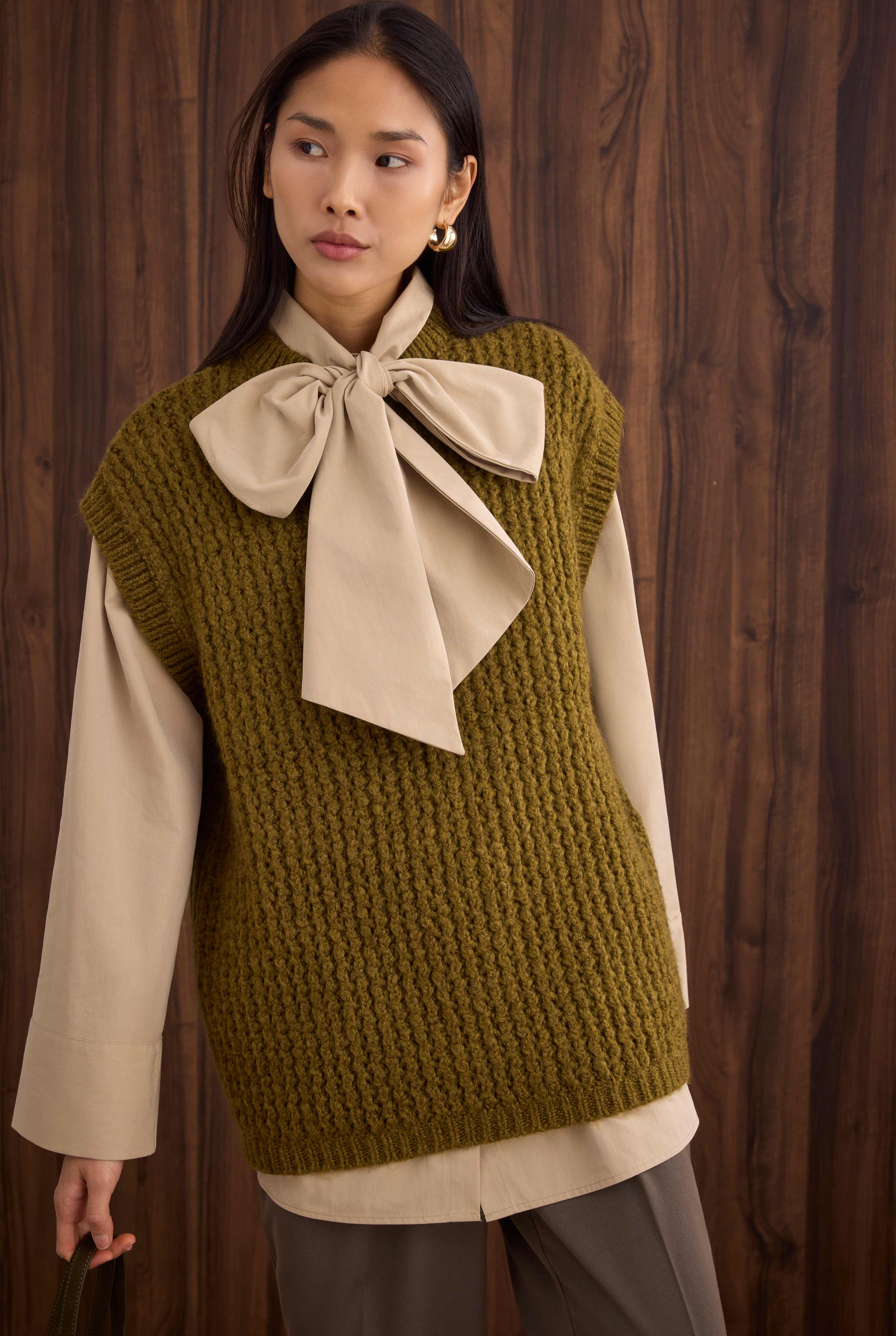 Crewneck Sweater Vest Moss Green - 2