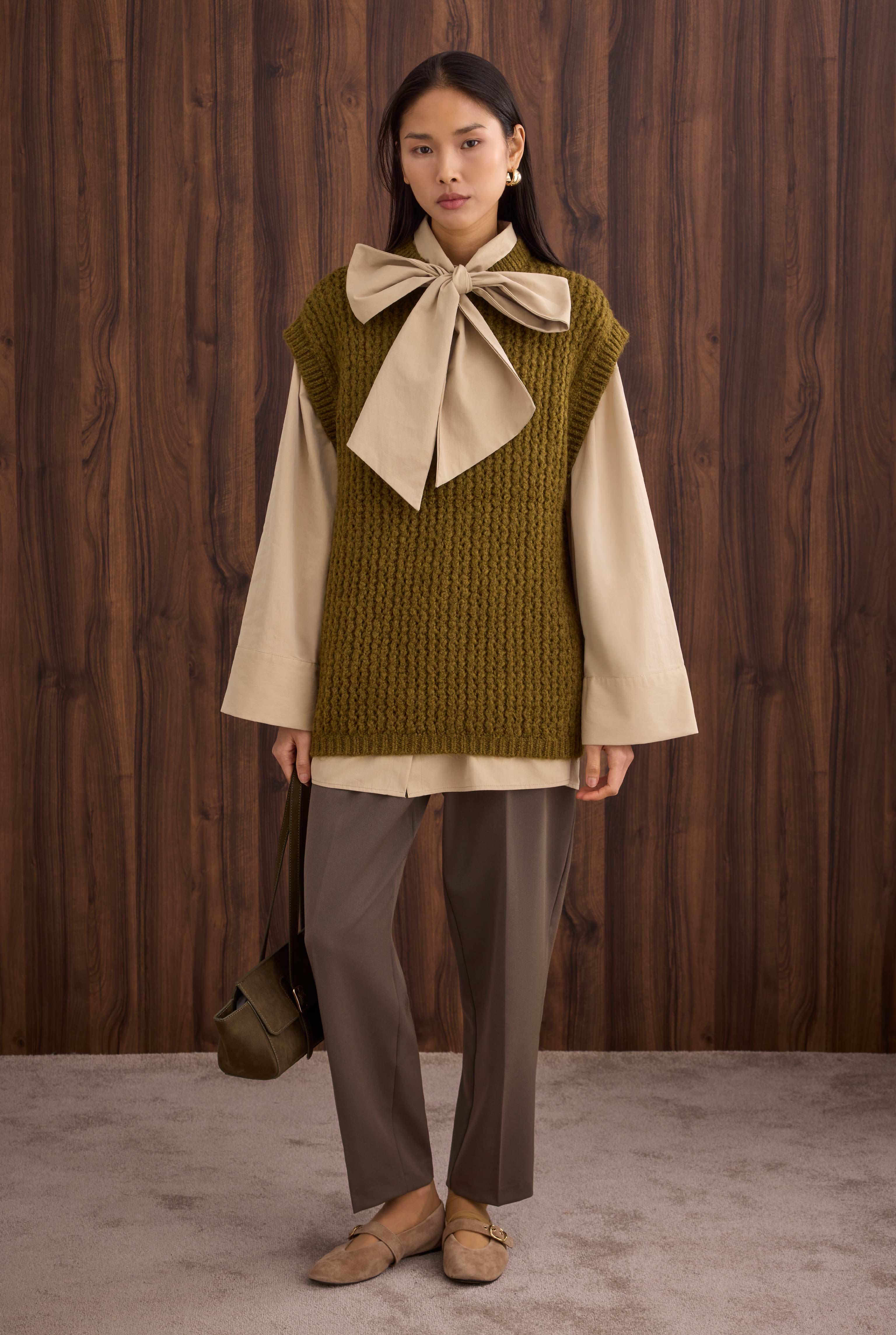 Crewneck Sweater Vest Moss Green - 3