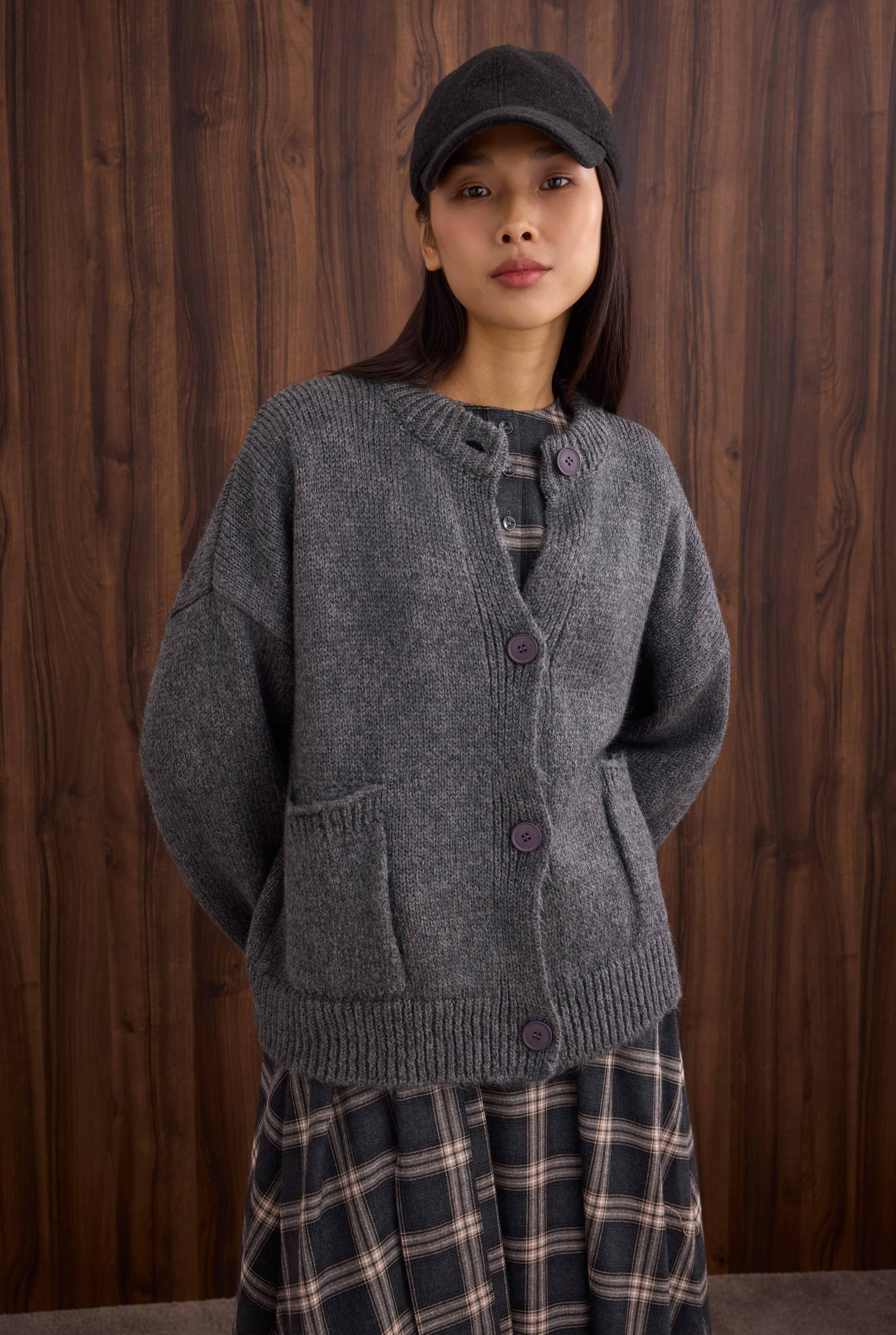 Ruffled Plaid Dress Anthracite - 5
