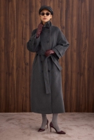 Funnel Neck Long Coat Anthracite 