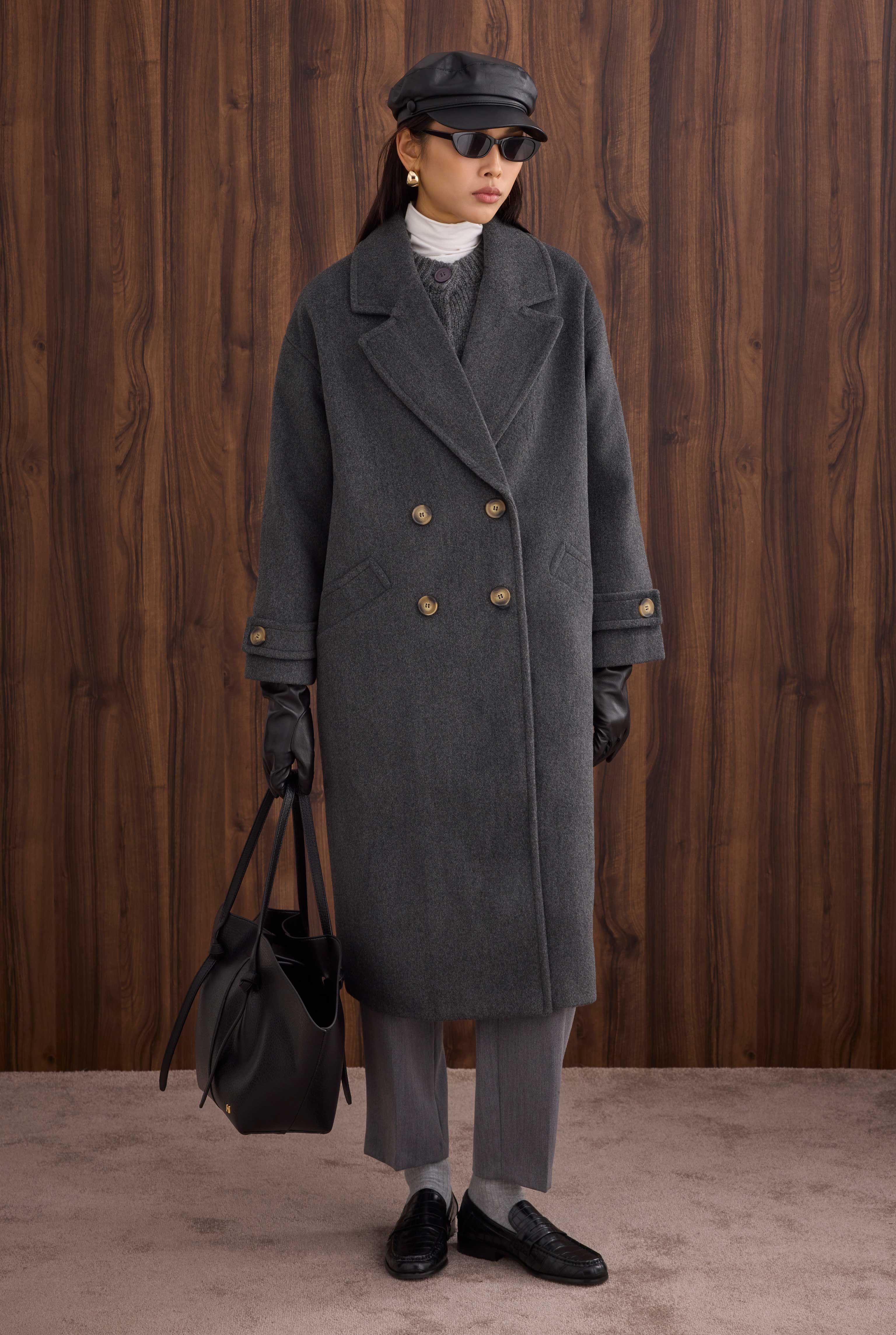 Epaulet Sleeved Coat Anthracite - 4