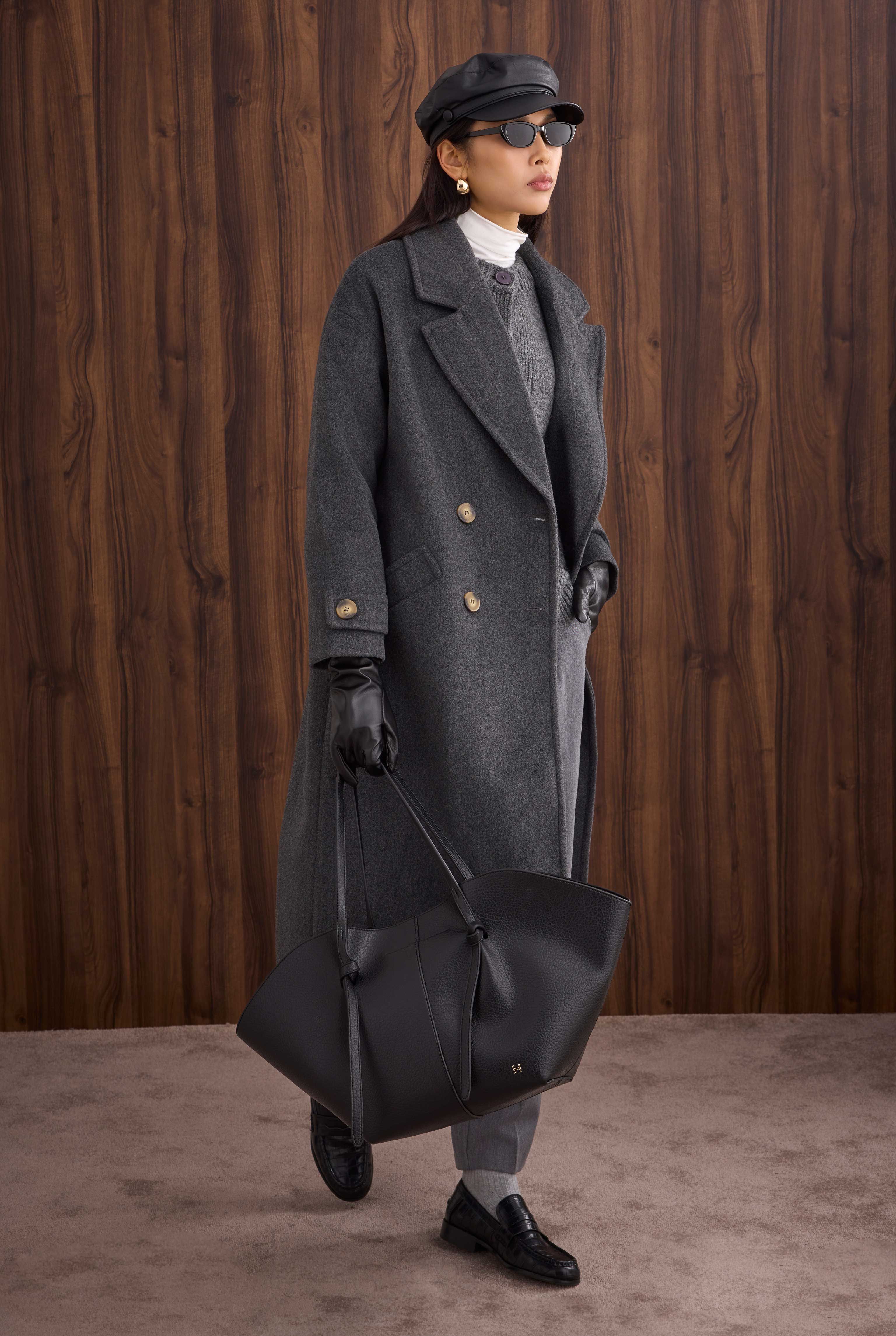 Epaulet Sleeved Coat Anthracite - HE-QA
