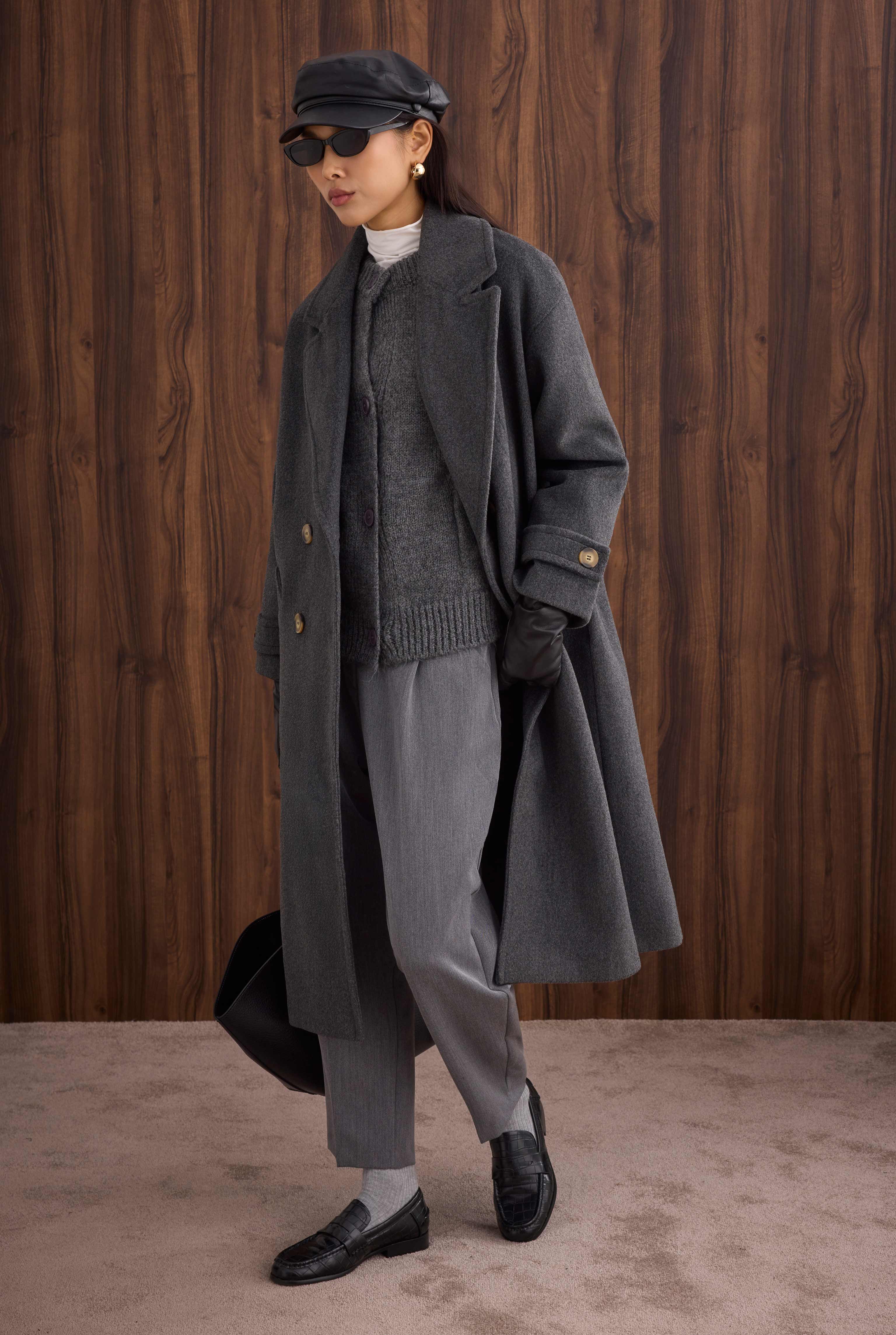 Epaulet Sleeved Coat Anthracite - 3