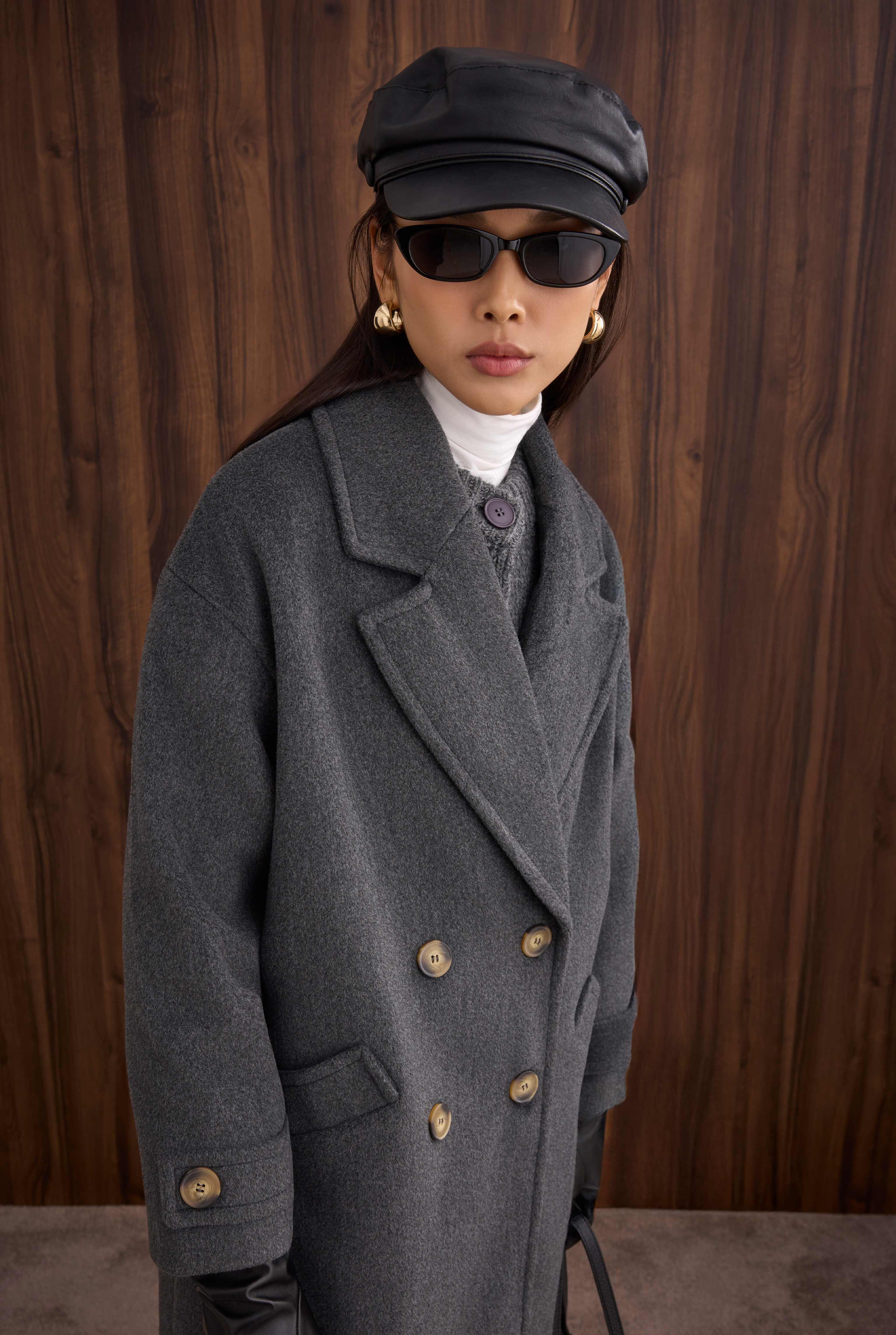 Epaulet Sleeved Coat Anthracite - 2