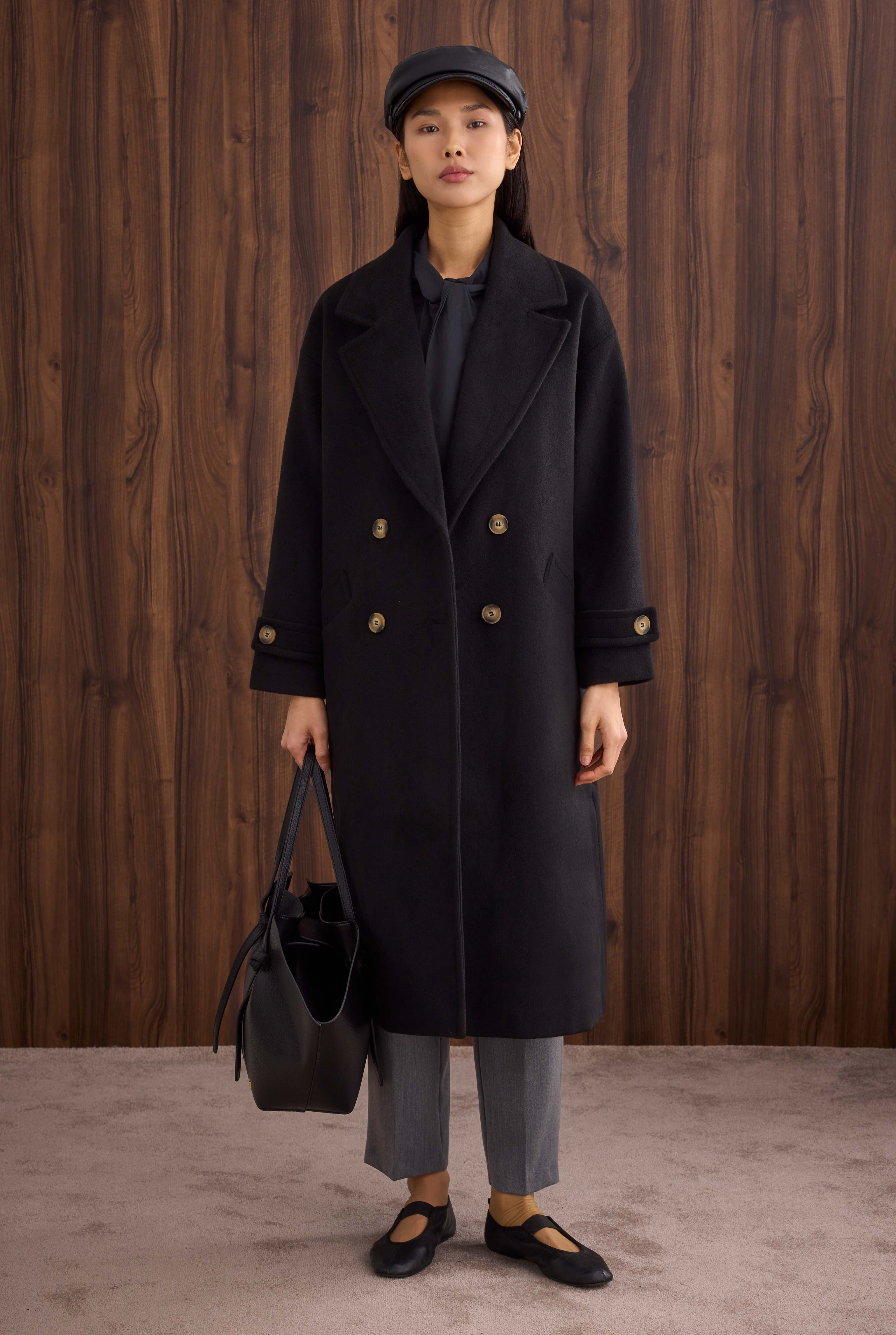 Epaulet Sleeved Coat Black - HE-QA