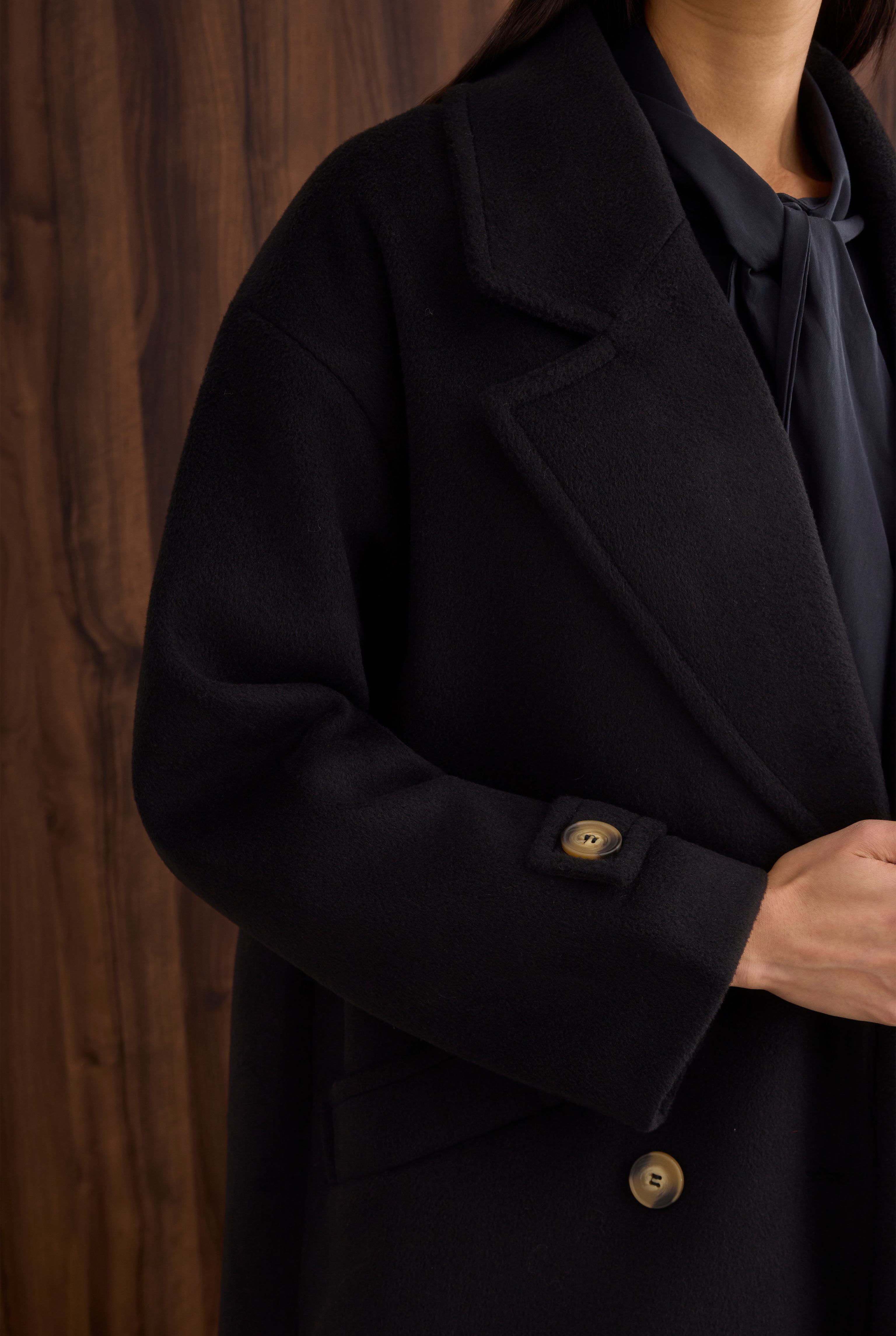Epaulet Sleeved Coat Black - 4