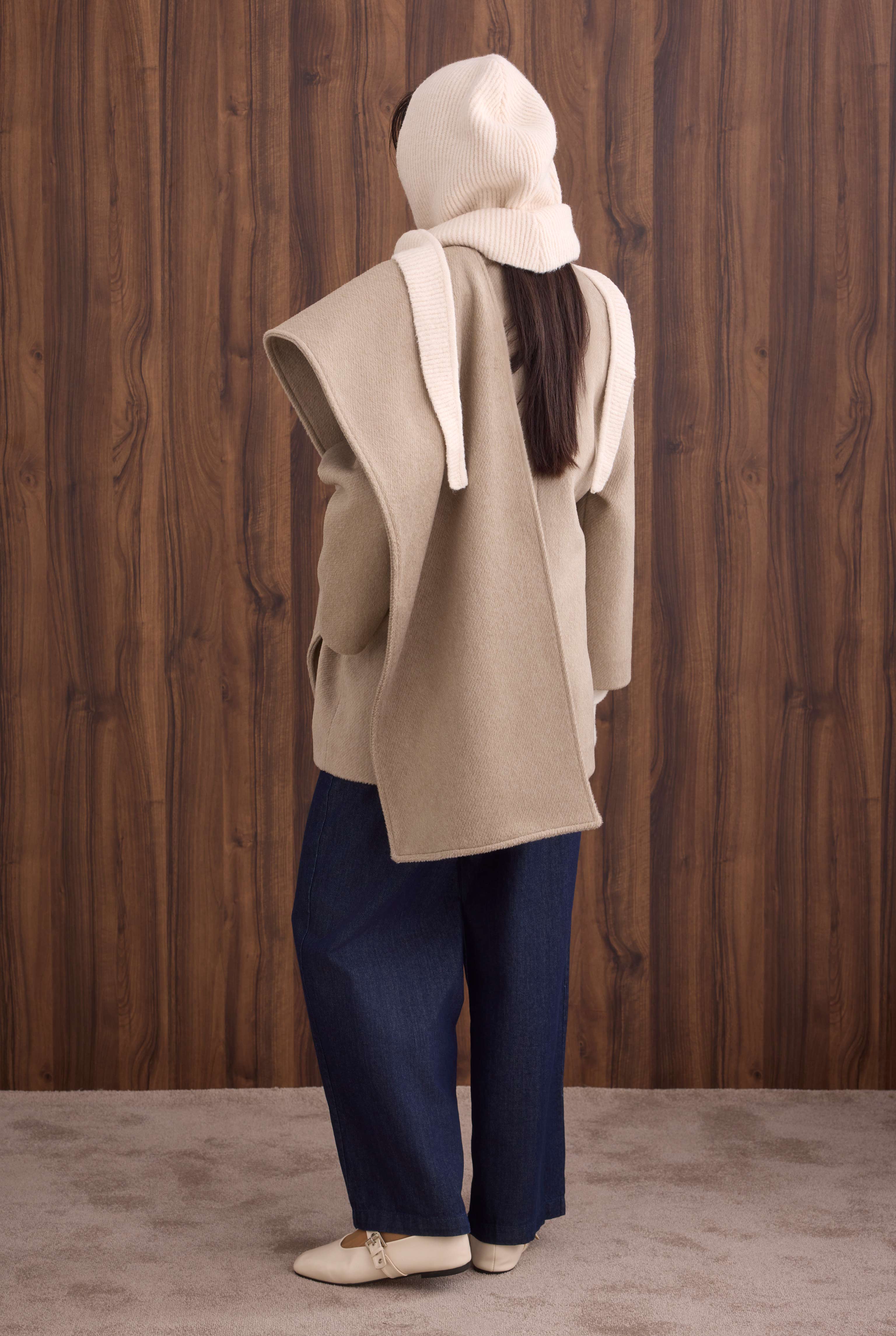 Belted Shawl Collar Coat Light Mink - 4