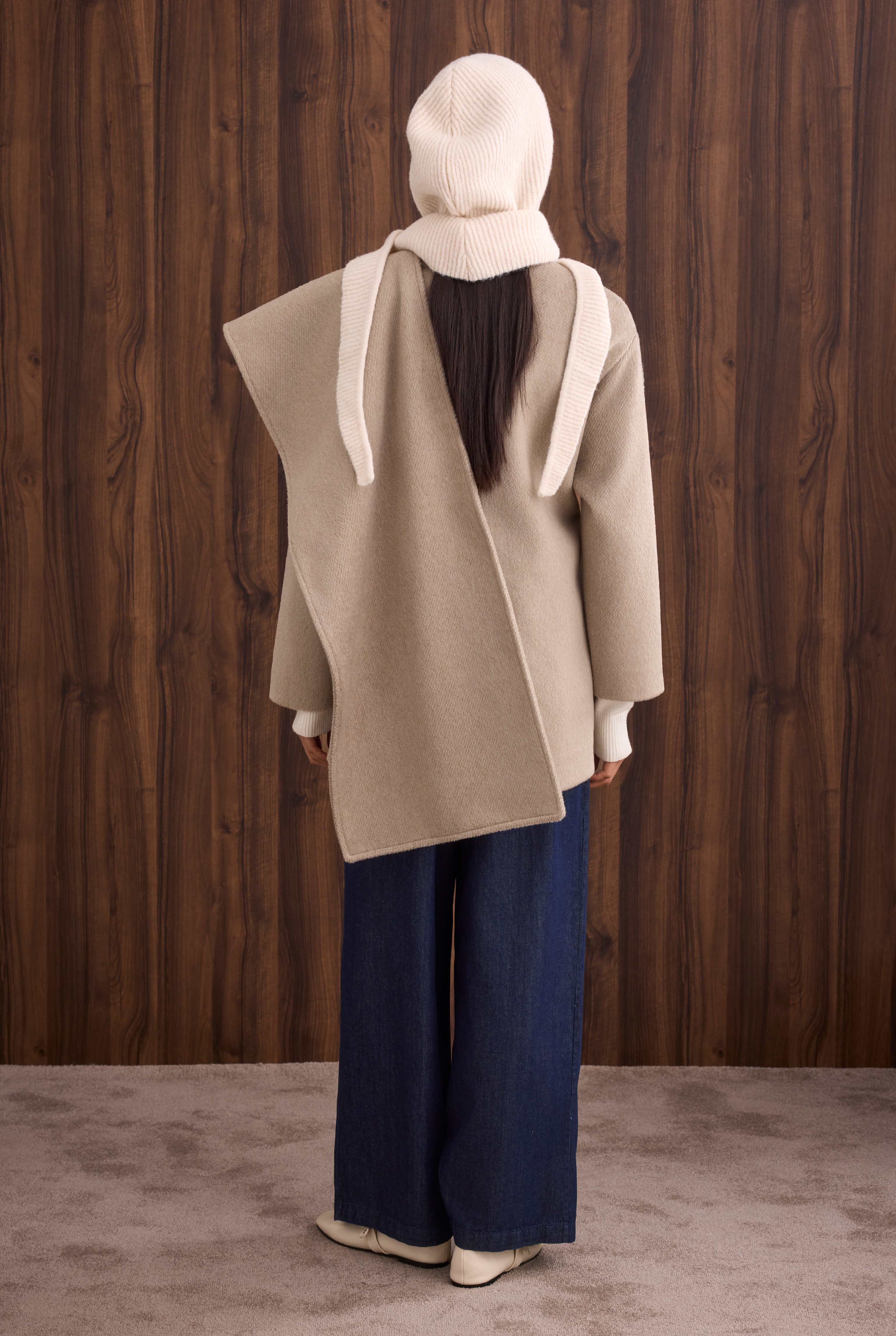 Belted Shawl Collar Coat Light Mink - 5