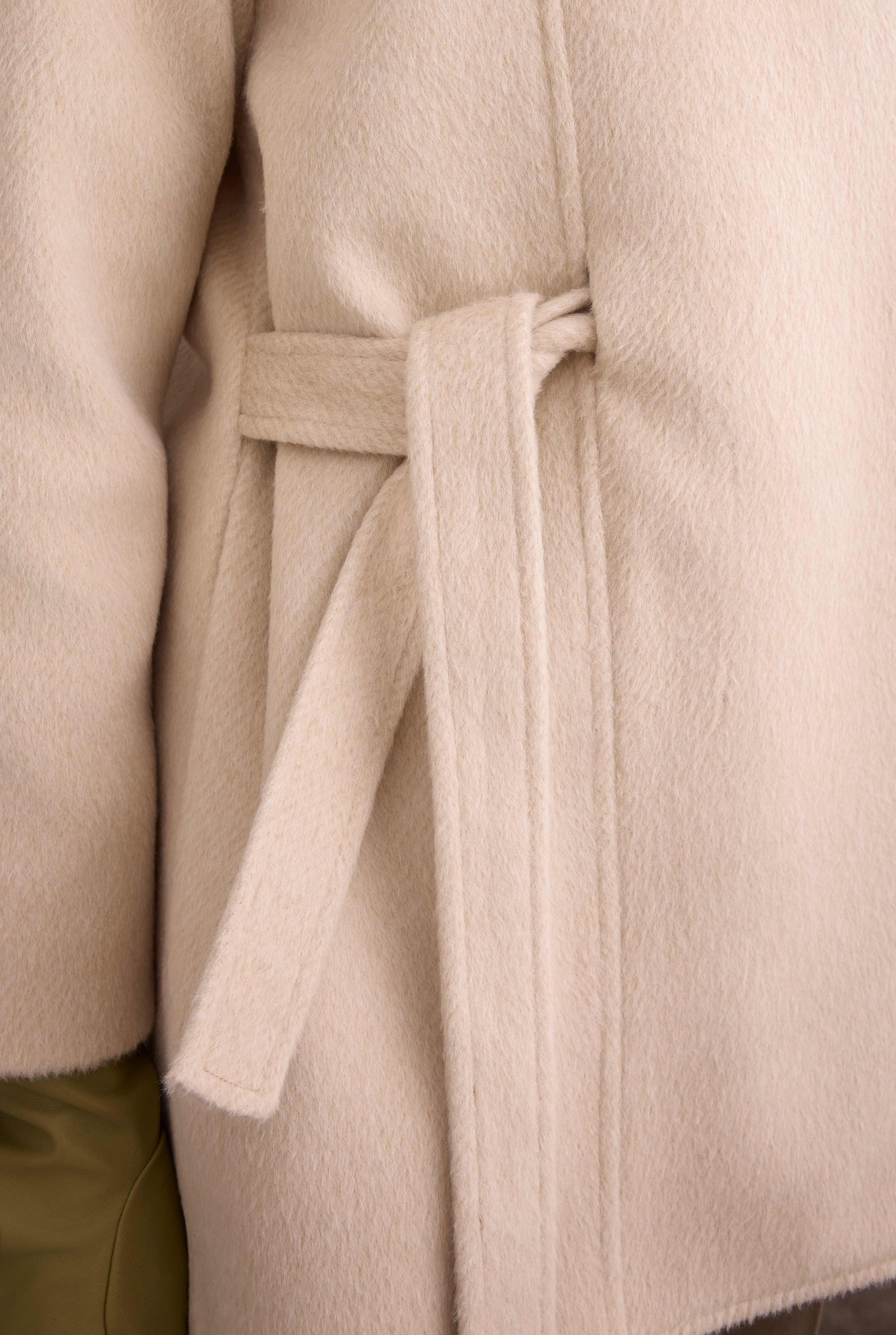 Belted Shawl Collar Coat Bone - 4