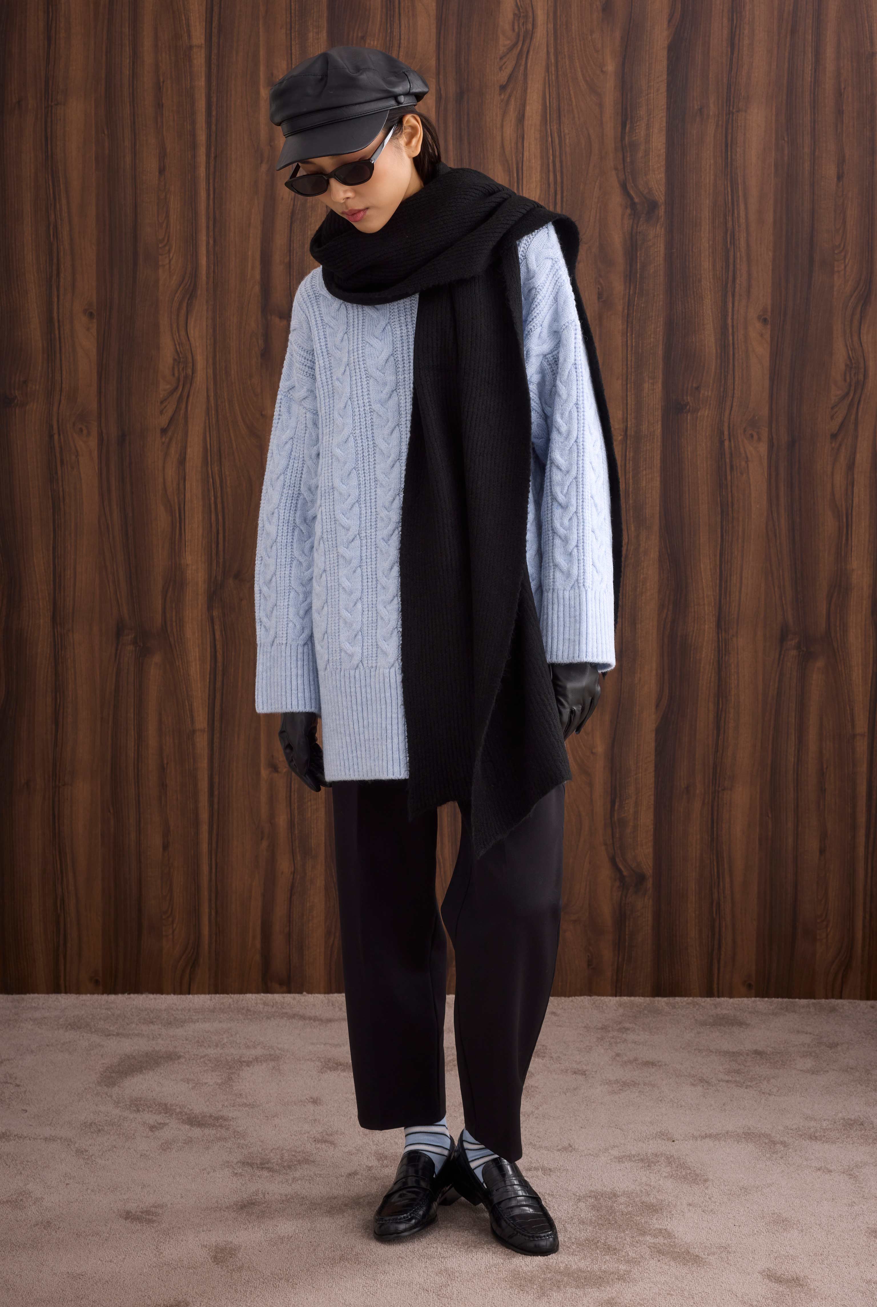 Long Knitted Sweater Ice Blue - 3
