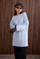 Long Knitted Sweater Ice Blue 