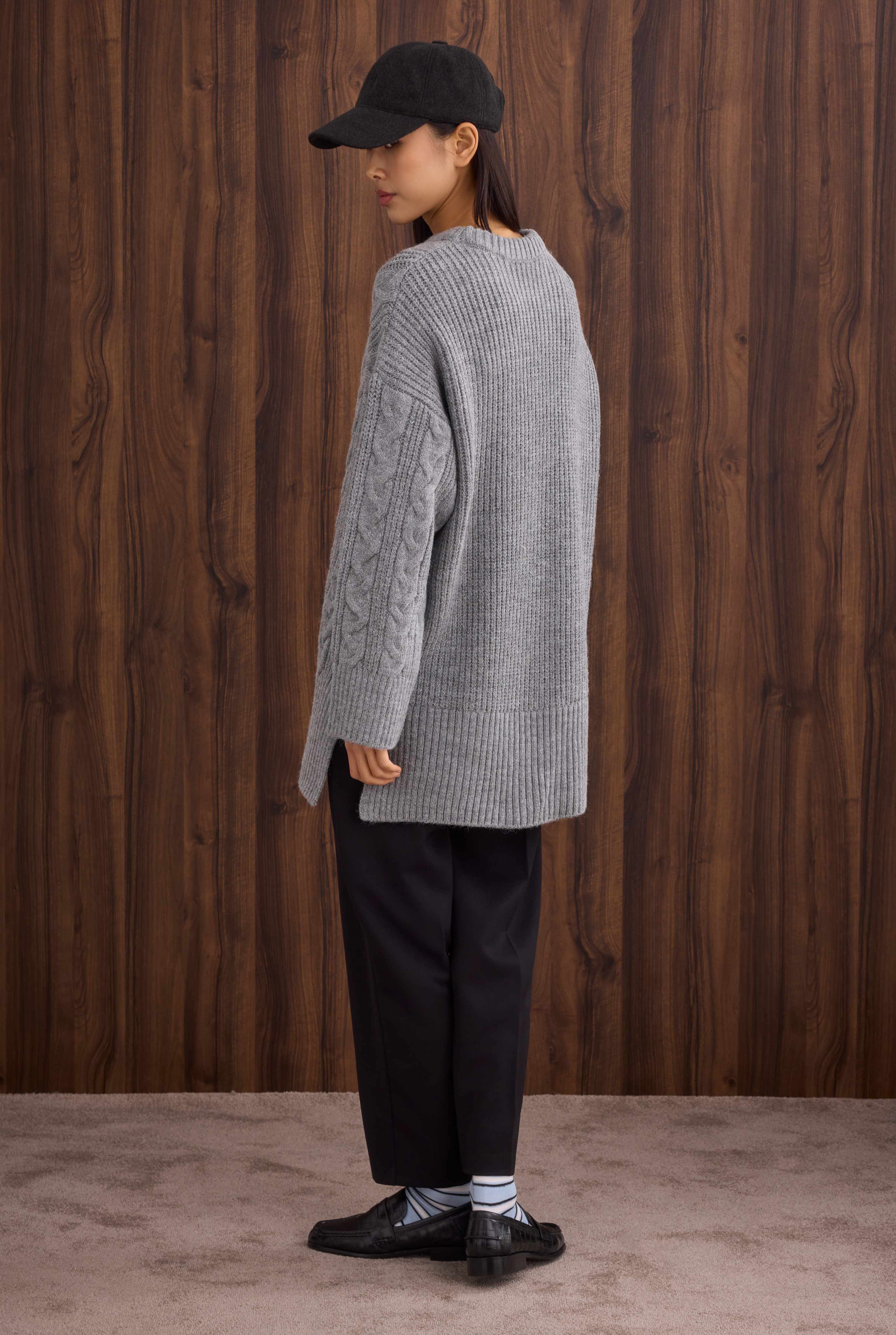 Long Knitted Sweater Gray - 4