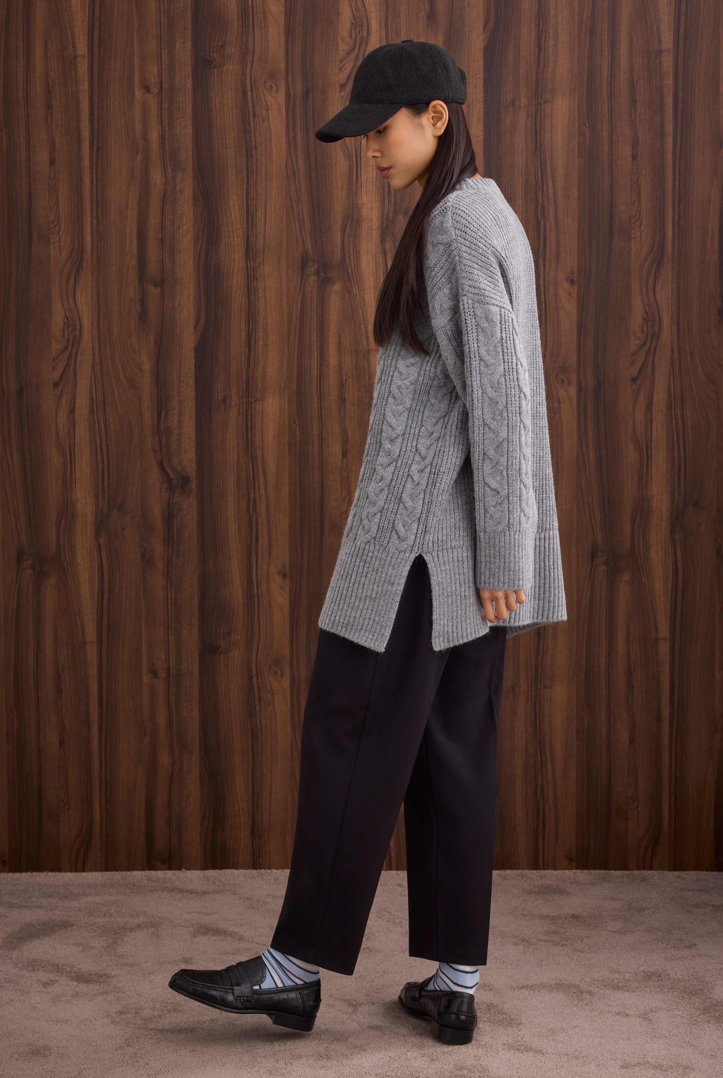 Long Knitted Sweater Gray - 2