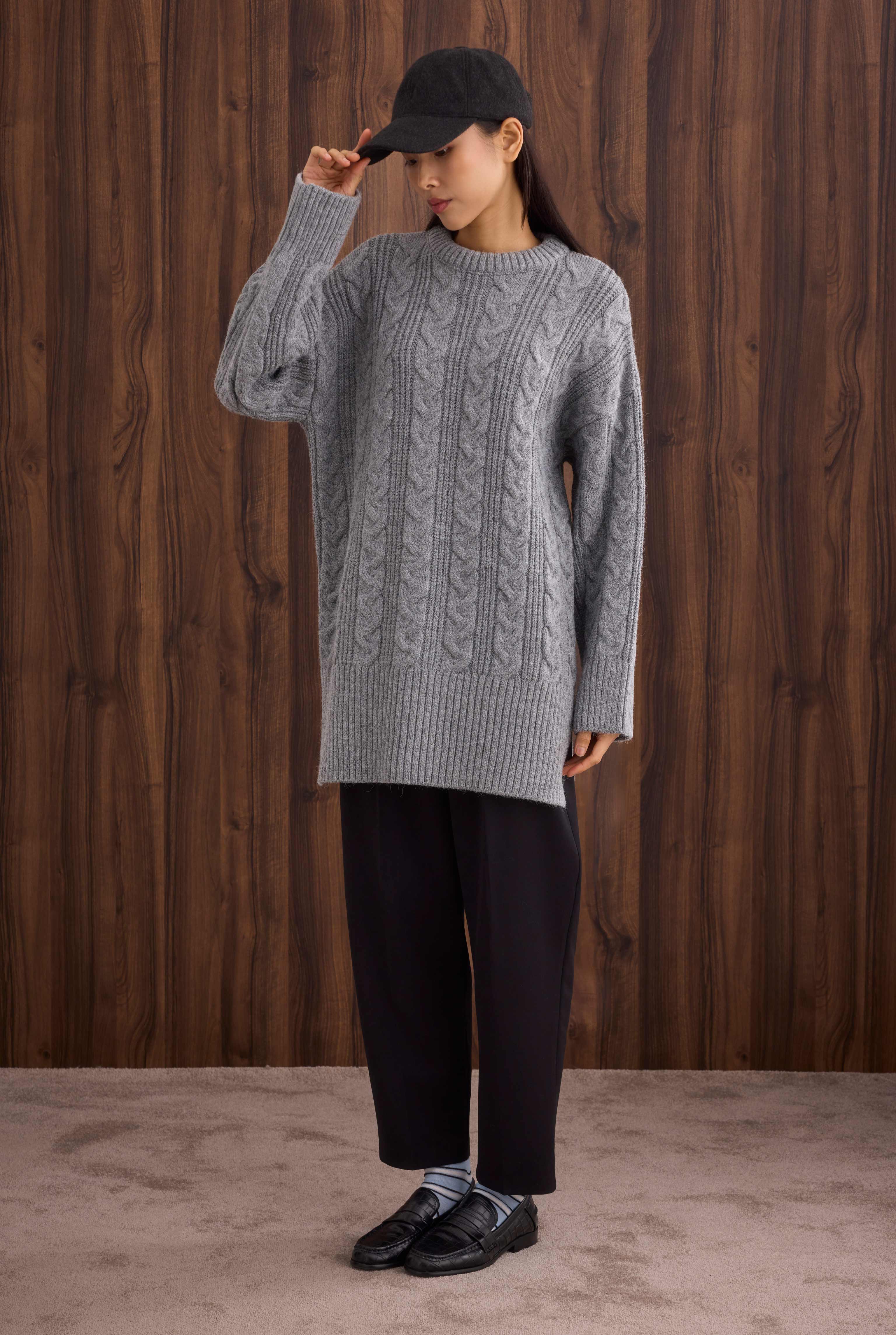 Long Knitted Sweater Gray - 3