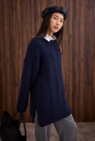Long Knitted Sweater Navy Blue 