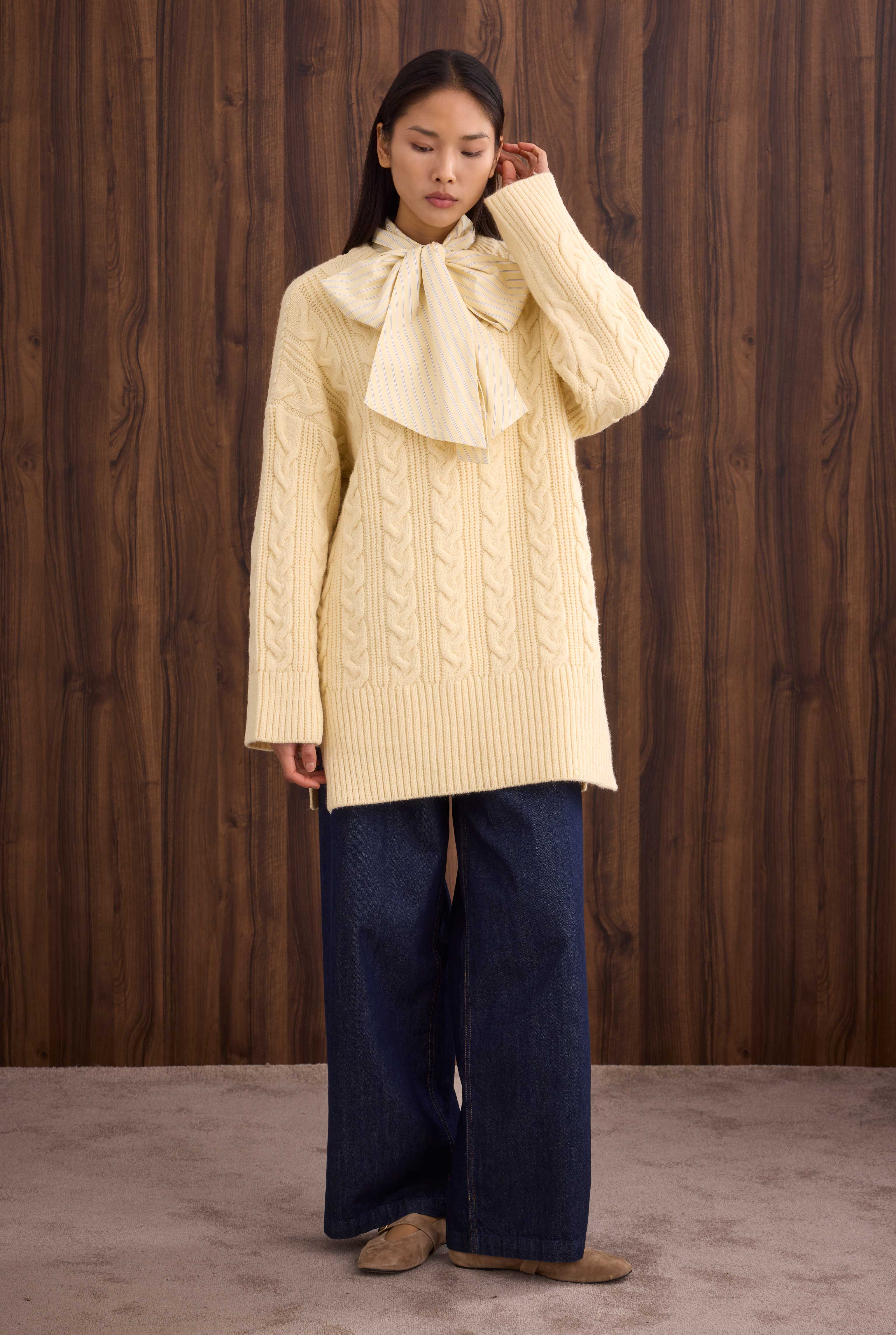 Long Knitted Sweater Butter Yellow - 5