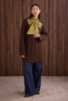 Long Knitted Sweater Brown 