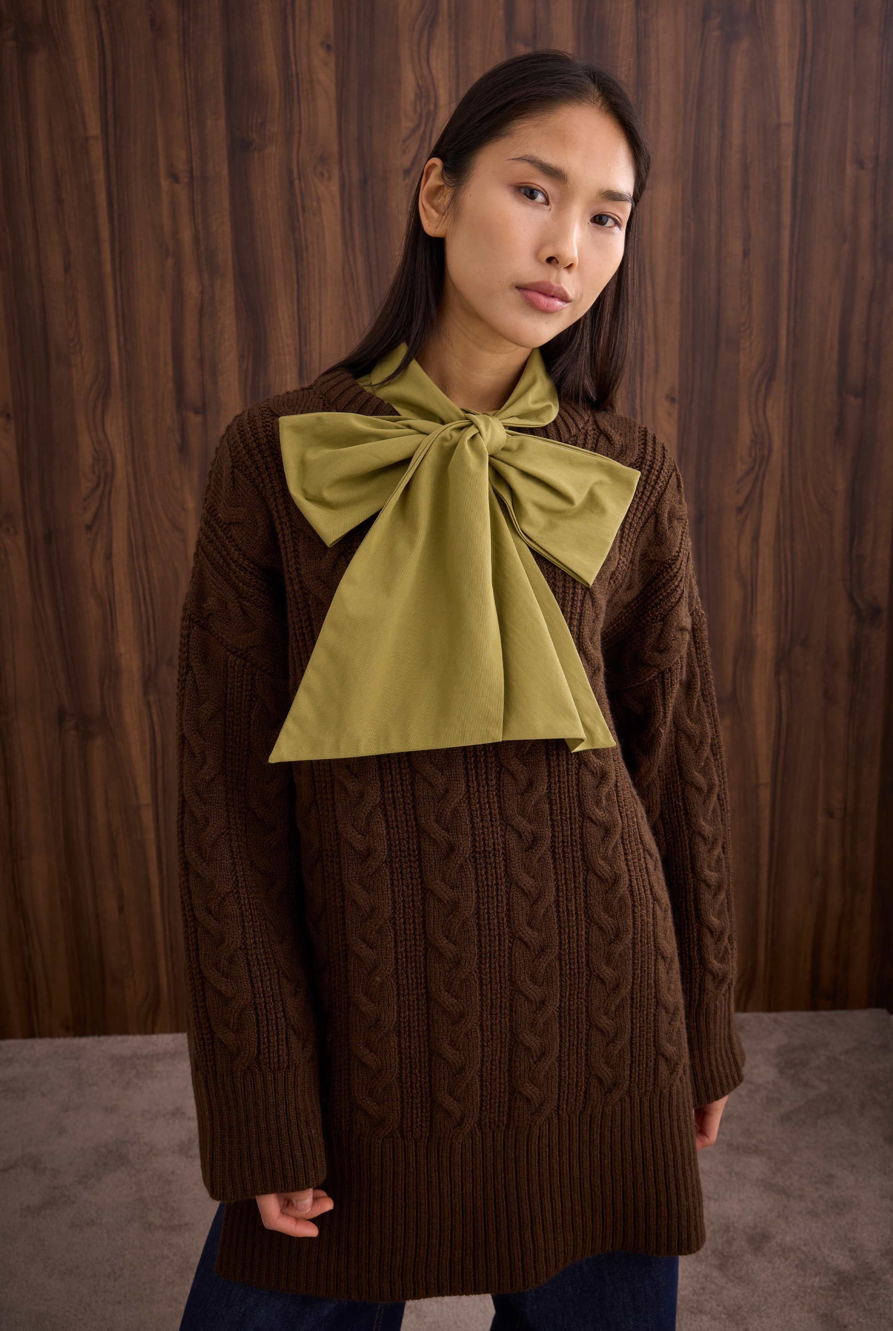 Long Knitted Sweater Brown - 2