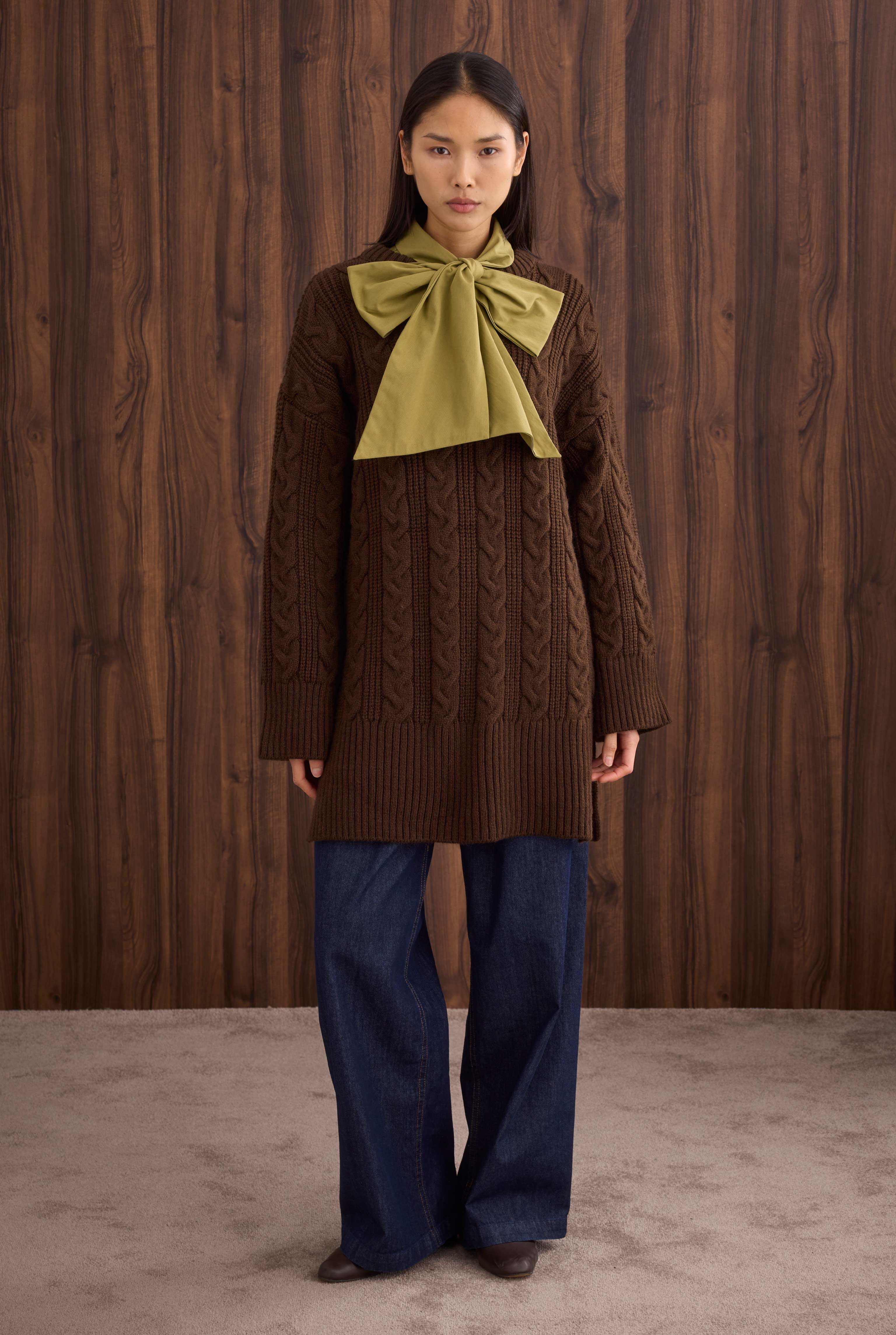 Long Knitted Sweater Brown - 4