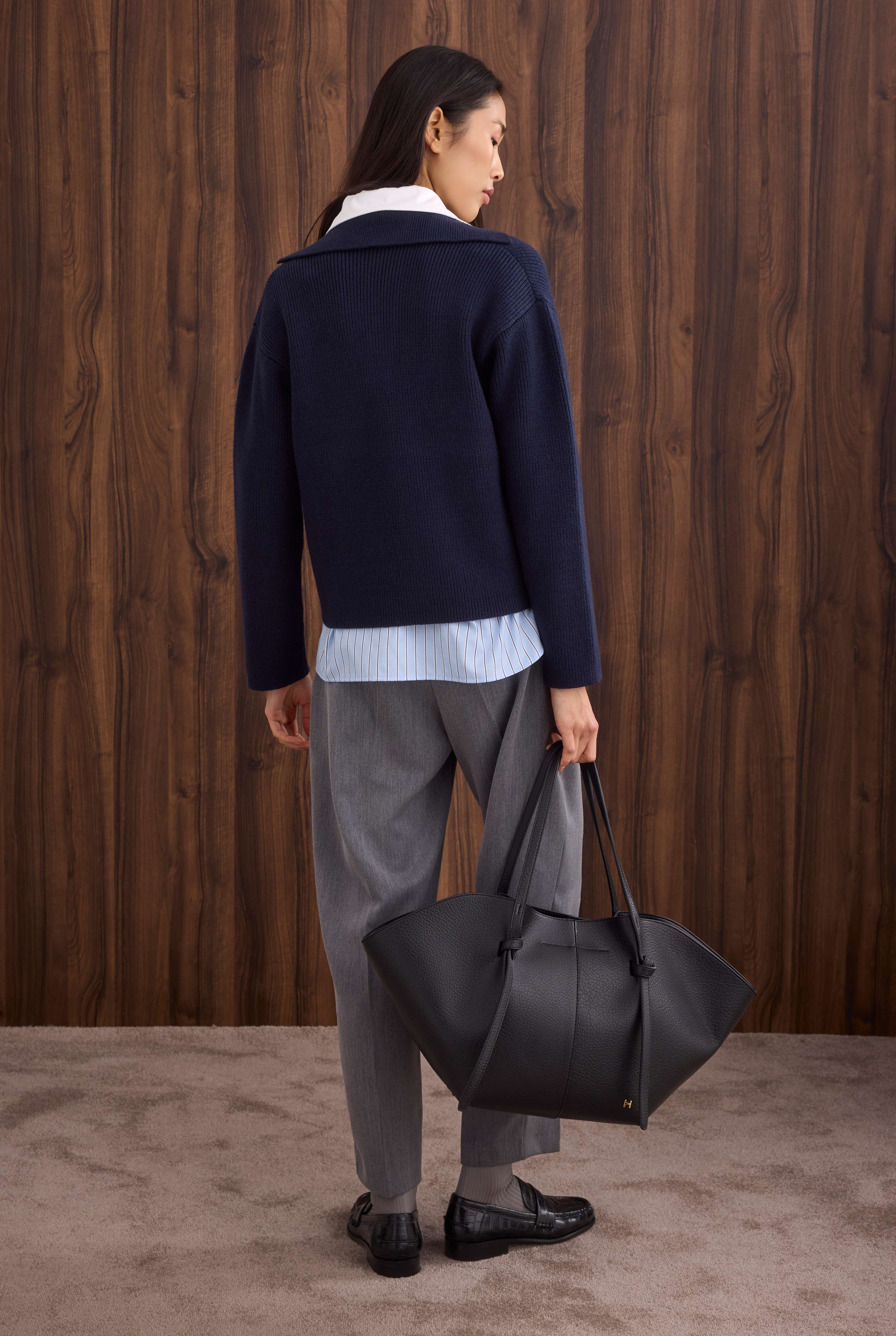 Polo Neck Sweater Navy Blue - 5