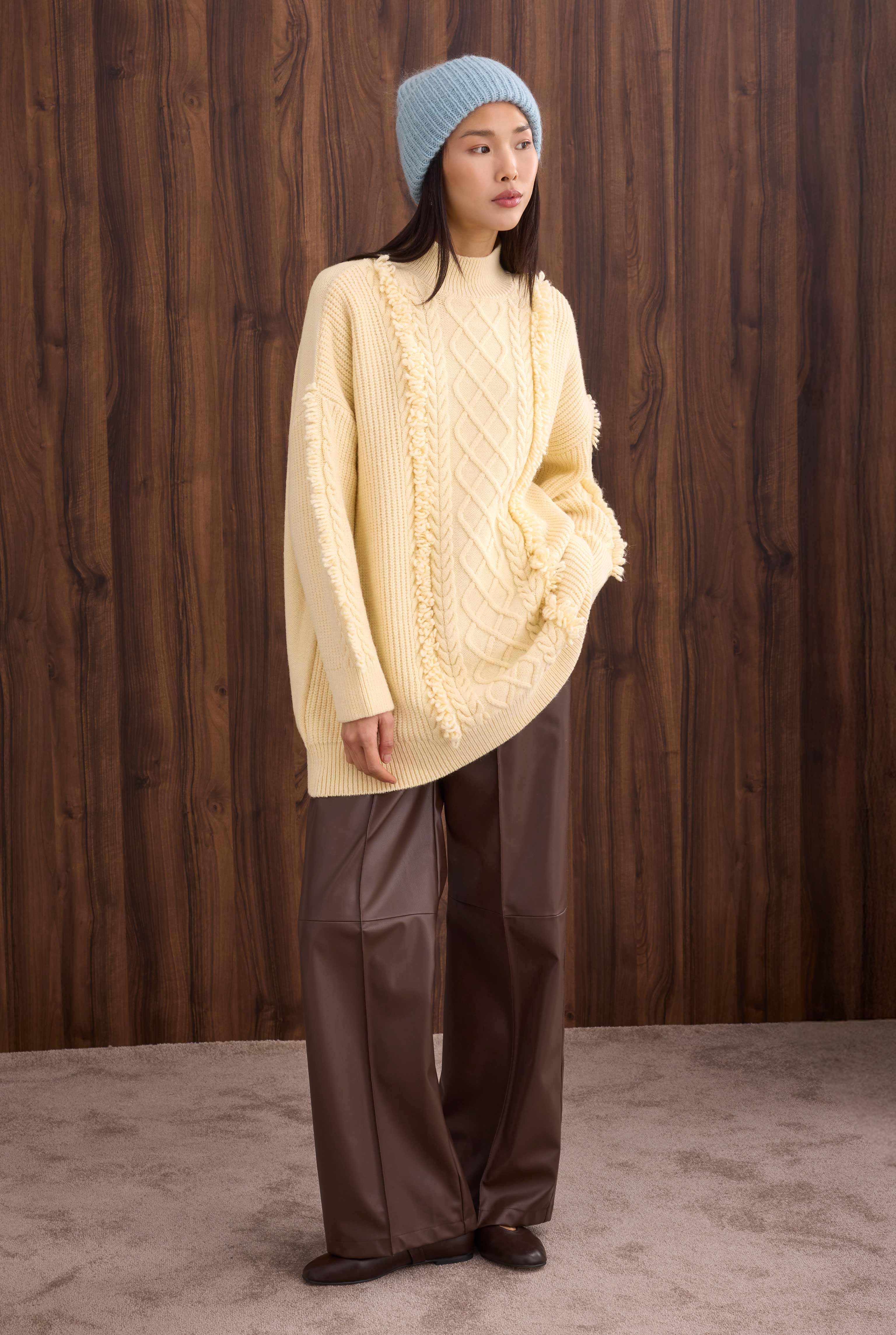 Tassel Detailed Knitted Sweater Butter Yellow - 2