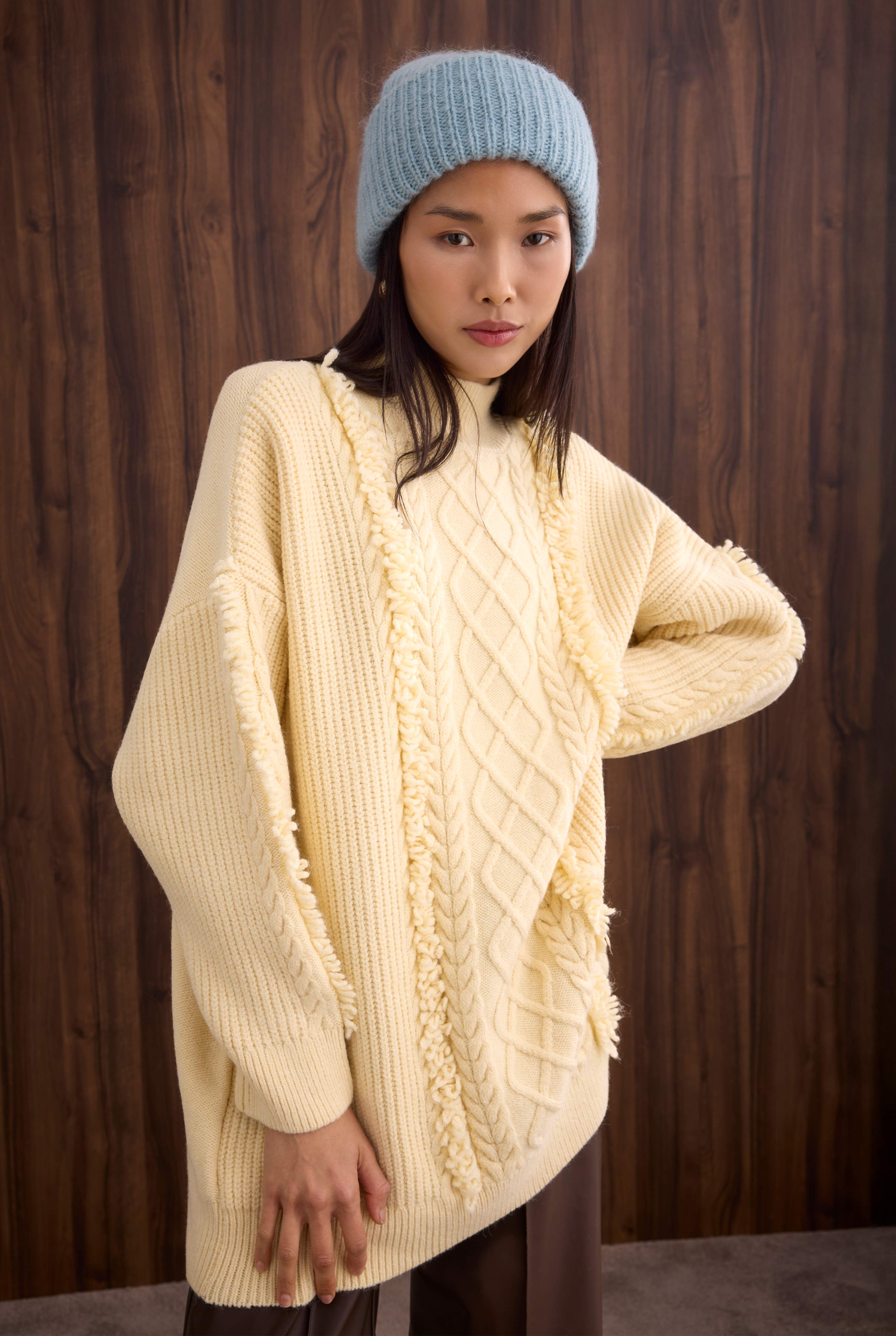 Tassel Detailed Knitted Sweater Butter Yellow - 4