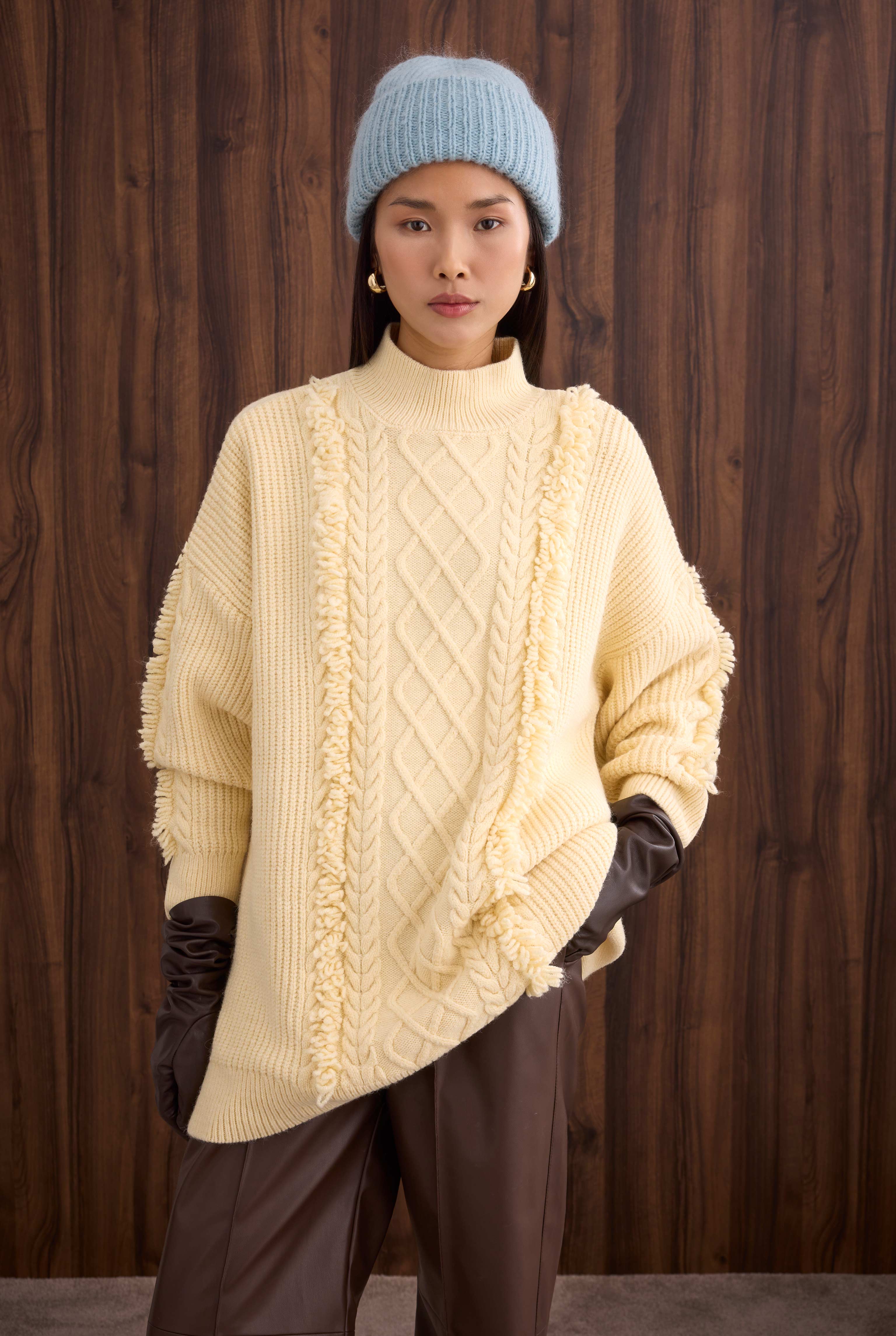 Tassel Detailed Knitted Sweater Butter Yellow - HE-QA