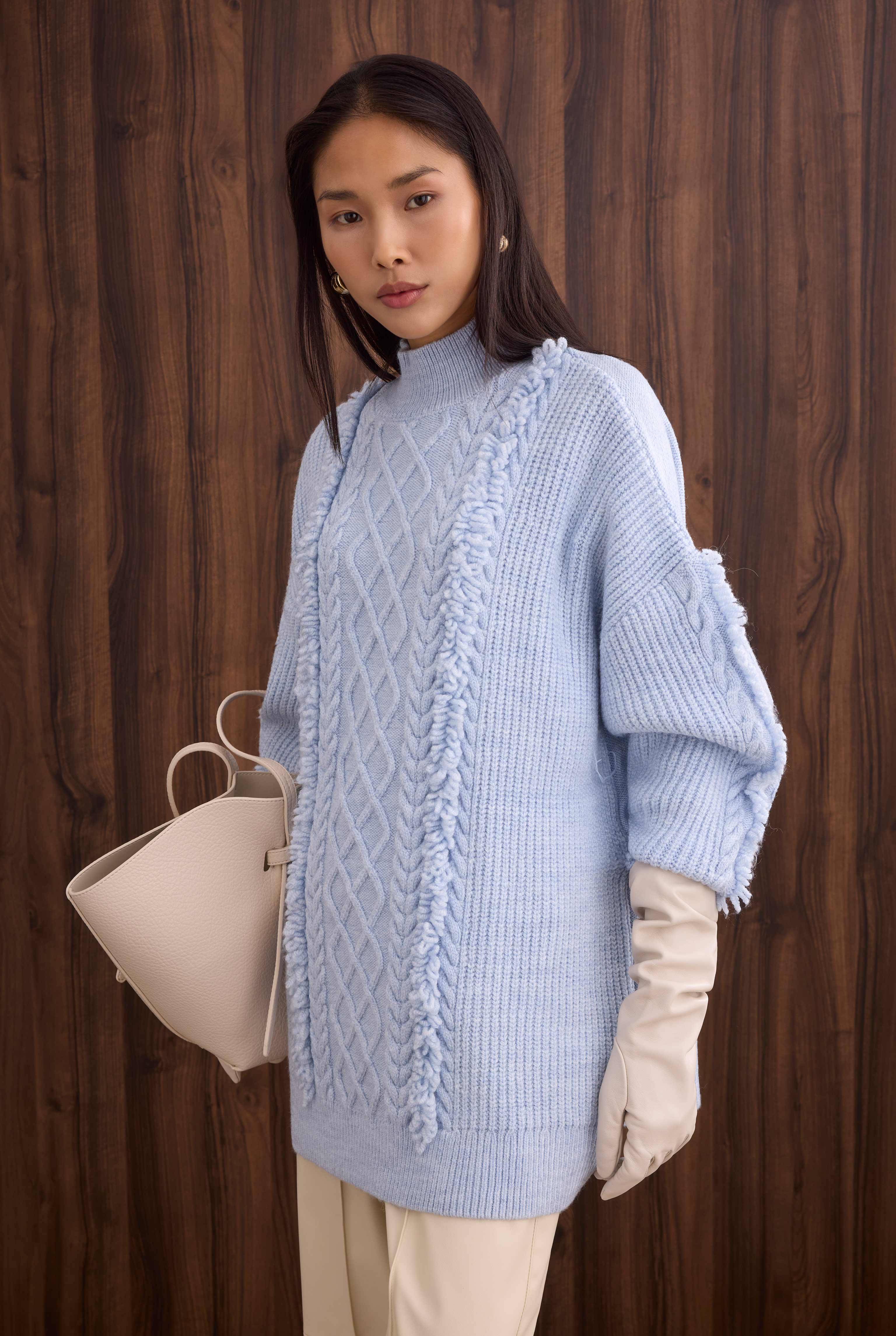Tassel Detailed Knitted Sweater Ice Blue - 4
