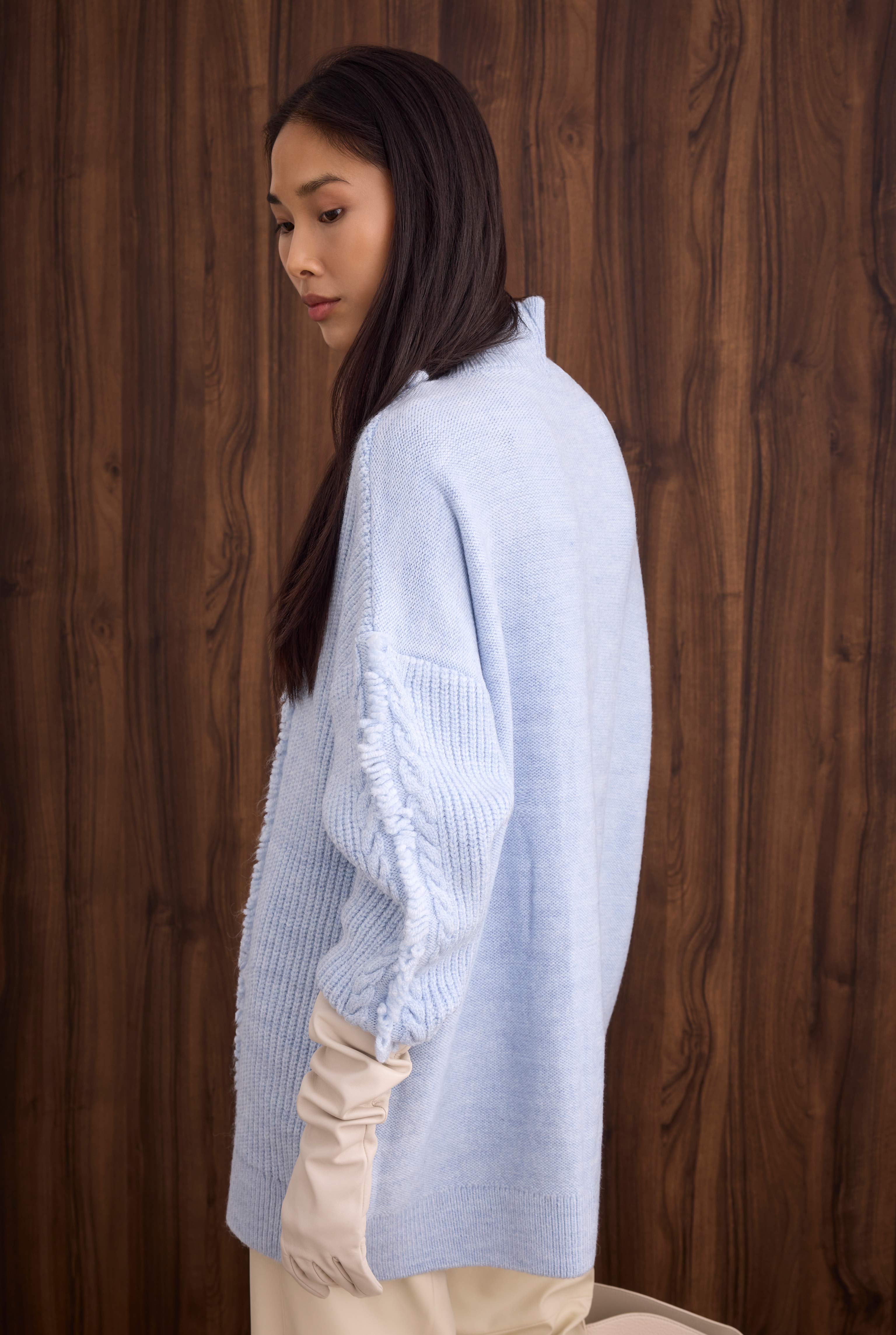 Tassel Detailed Knitted Sweater Ice Blue - 5