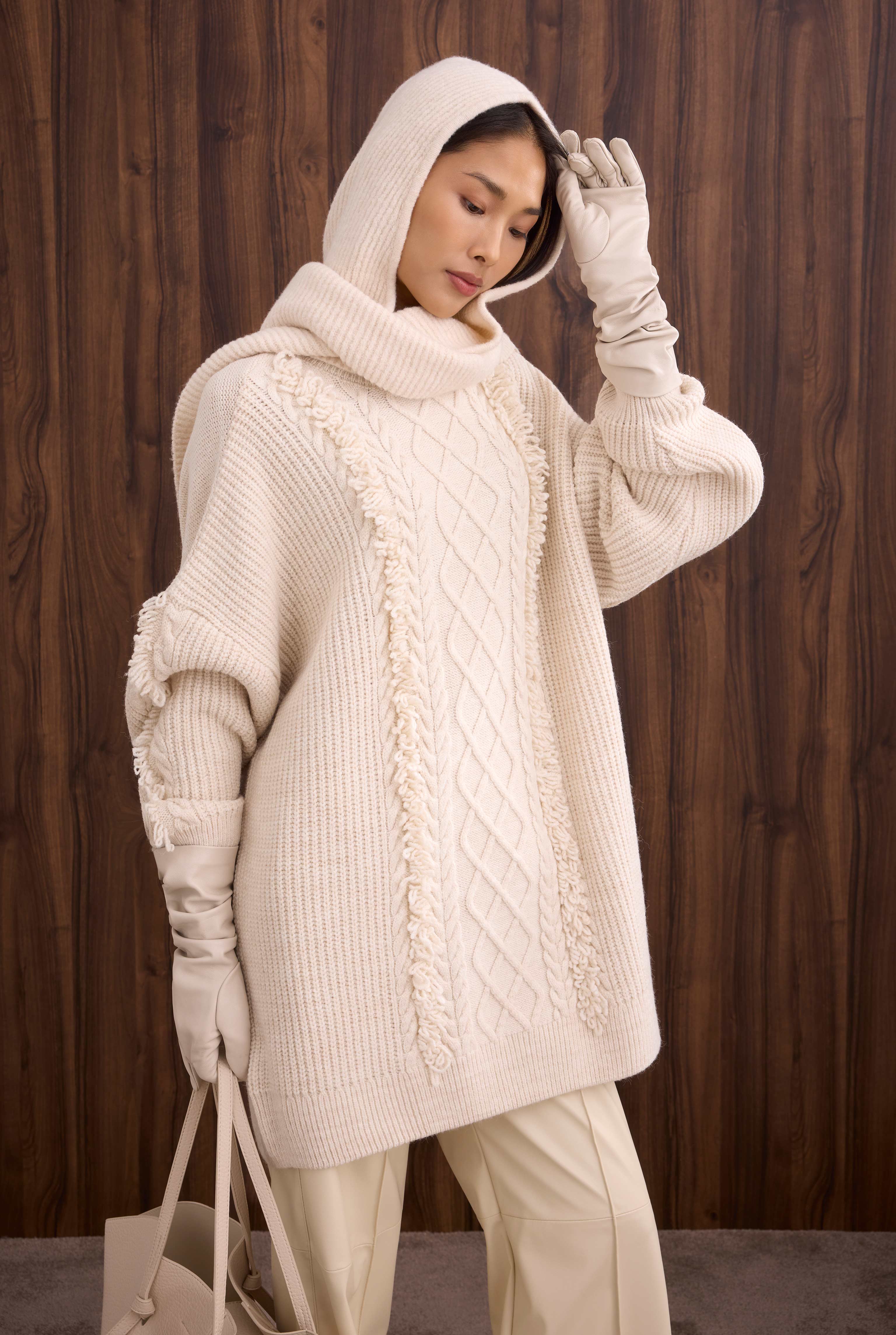 Tassel Detailed Knitted Sweater Ecru - 3