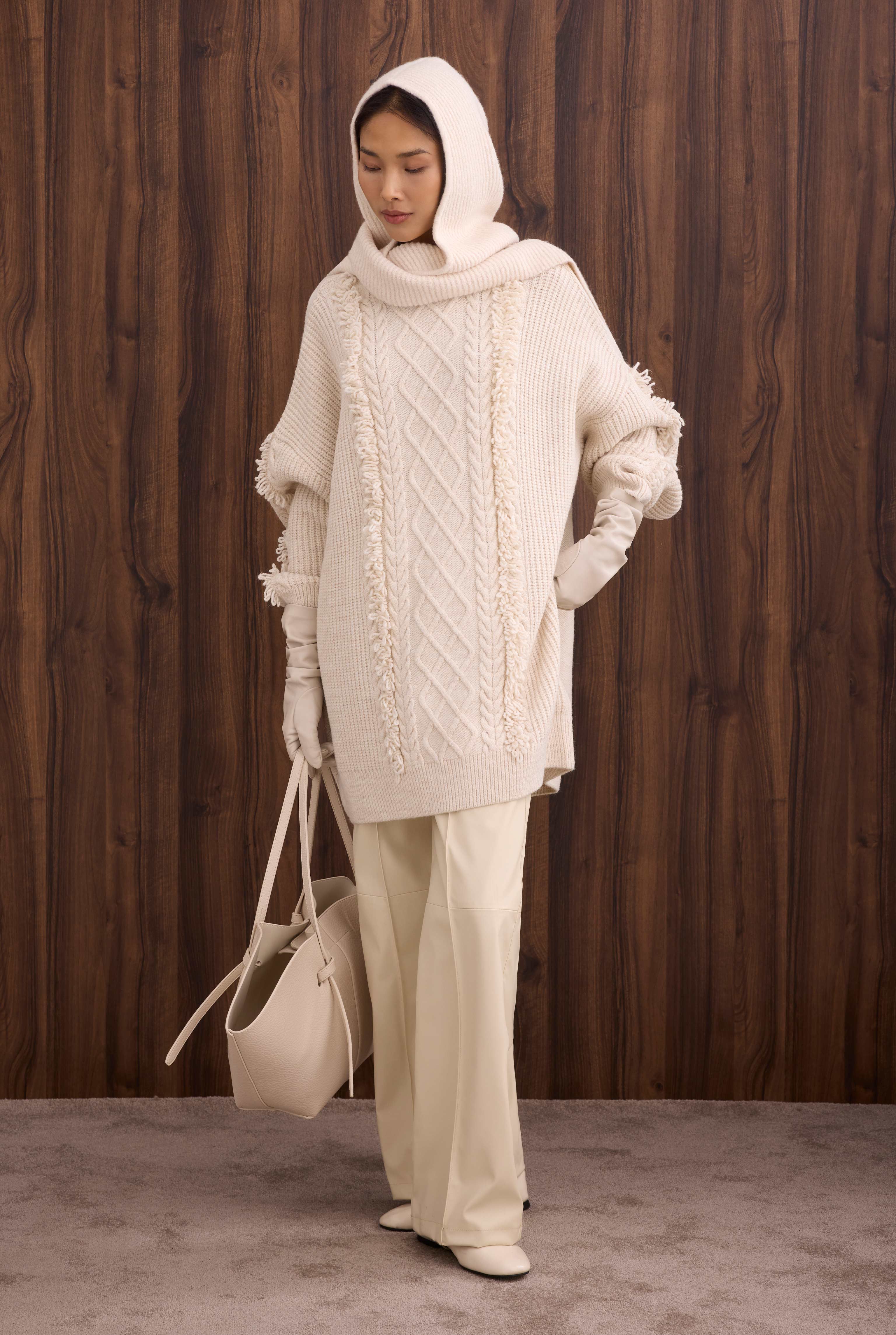 Tassel Detailed Knitted Sweater Ecru - 4