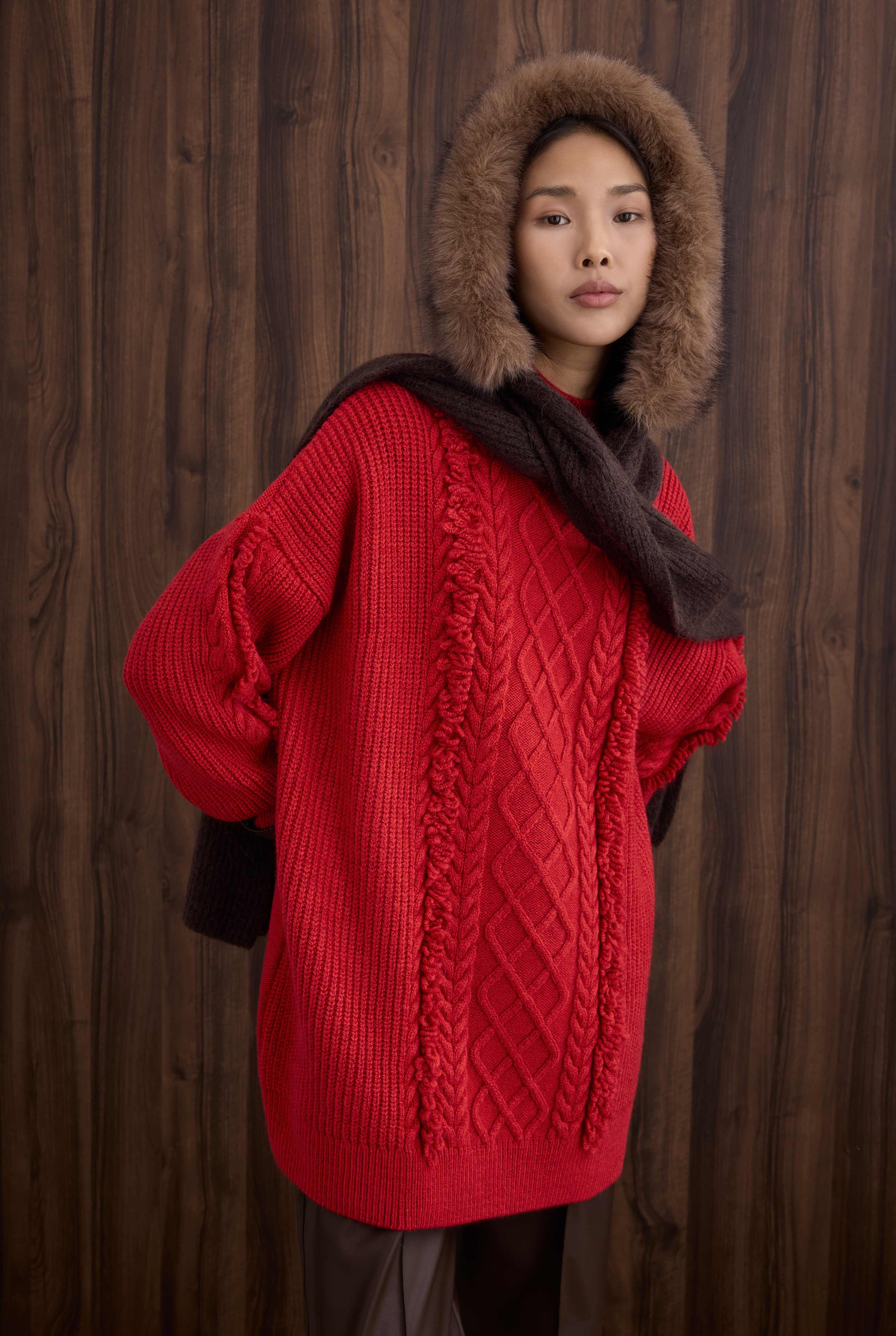 Tassel Detailed Knitted Sweater Red - 3