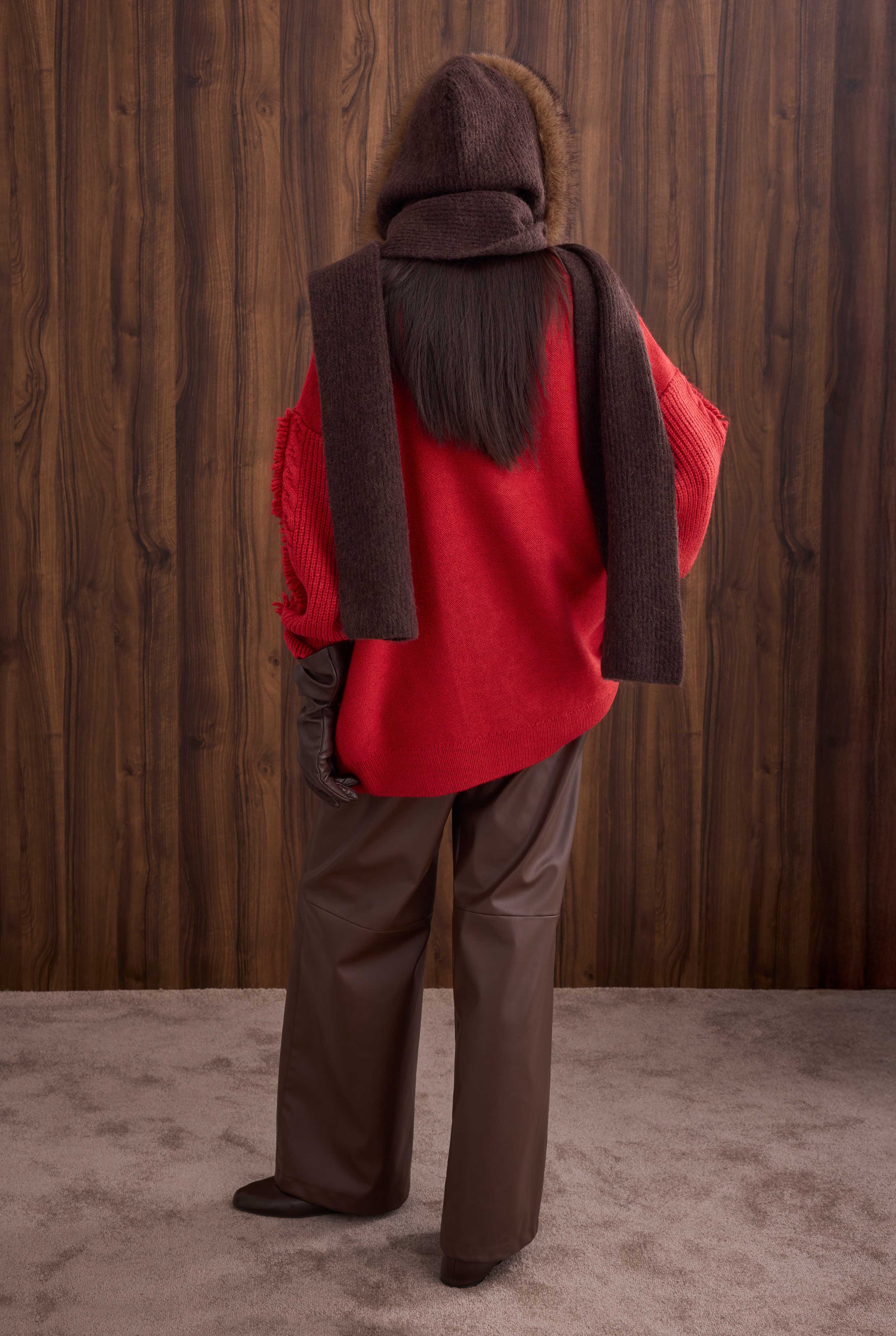 Tassel Detailed Knitted Sweater Red - 5