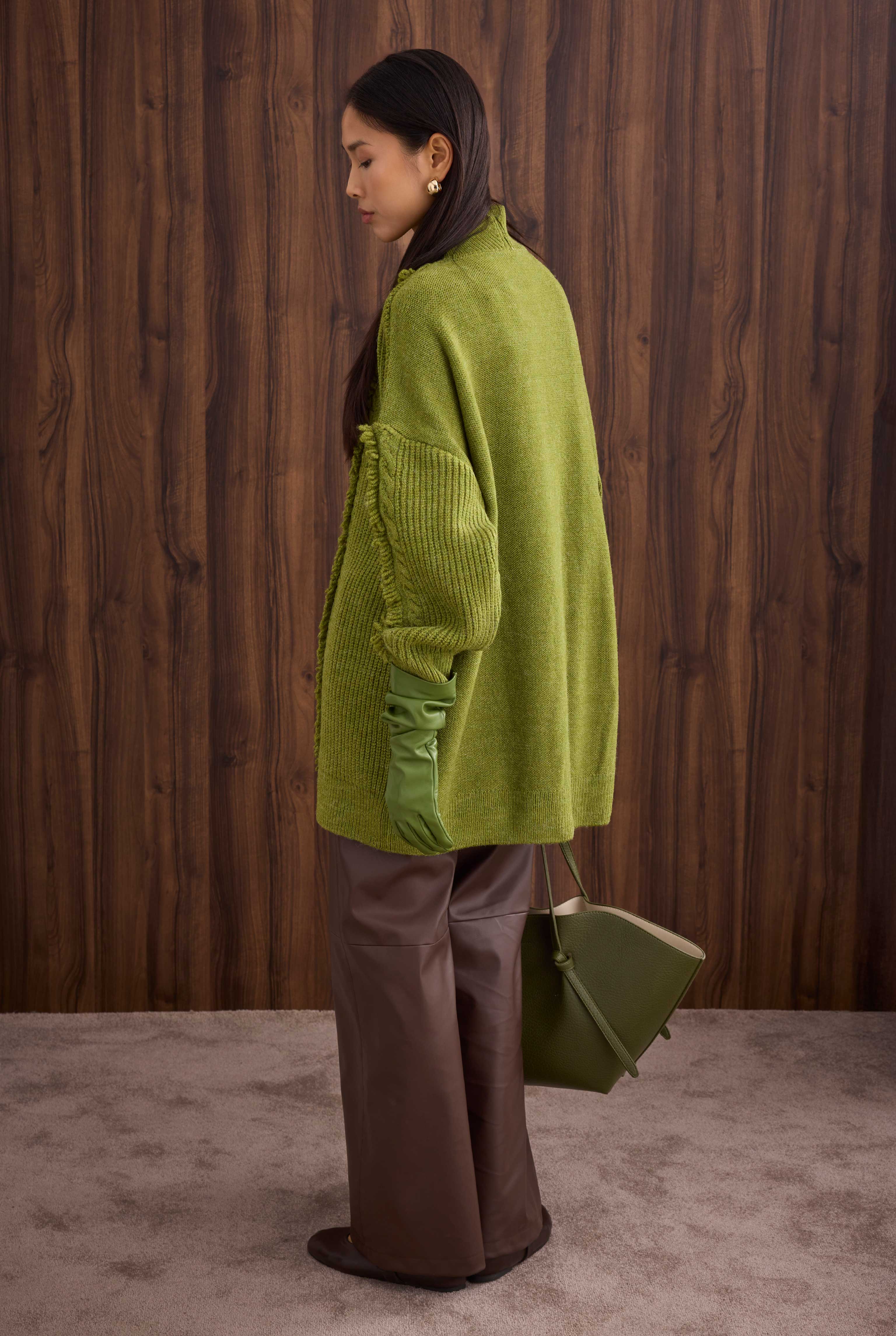 Tassel Detailed Knitted Sweater Green - 5